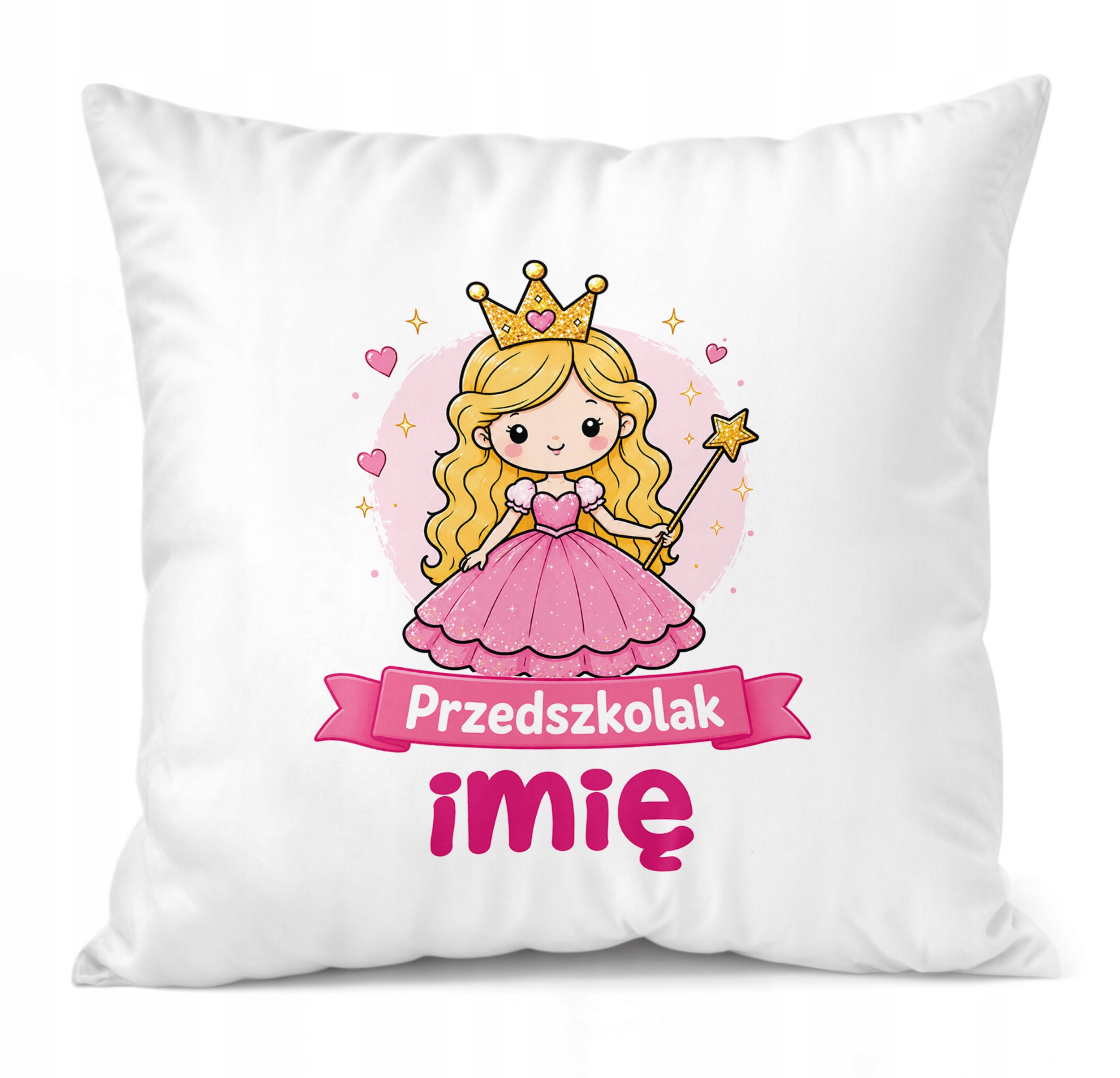 Zestaw Personalizowany Kubek Różowy Poduszka Przedszkolak