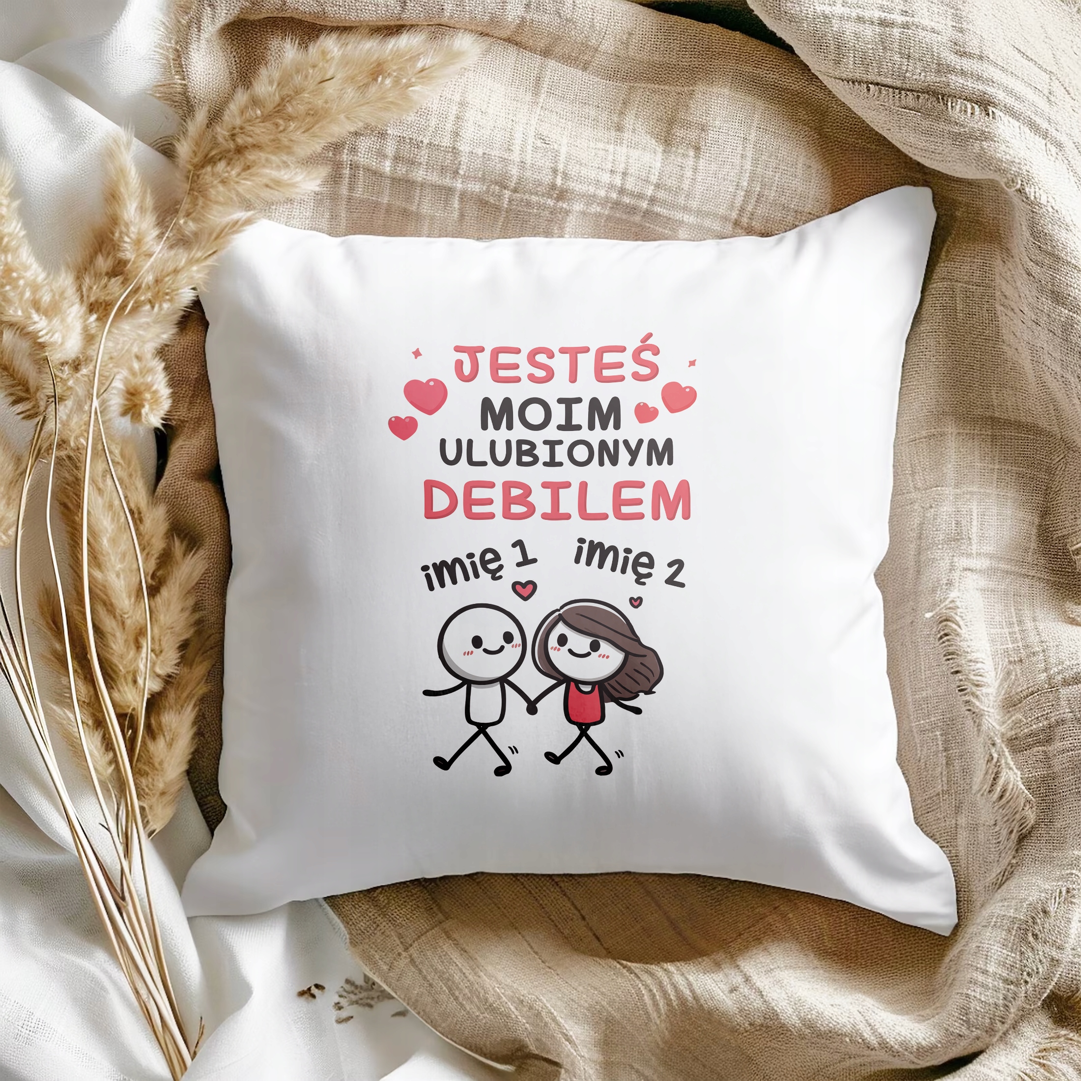 Poduszka 38x38cm Personalizowana na walentynki Z imionami Prezent