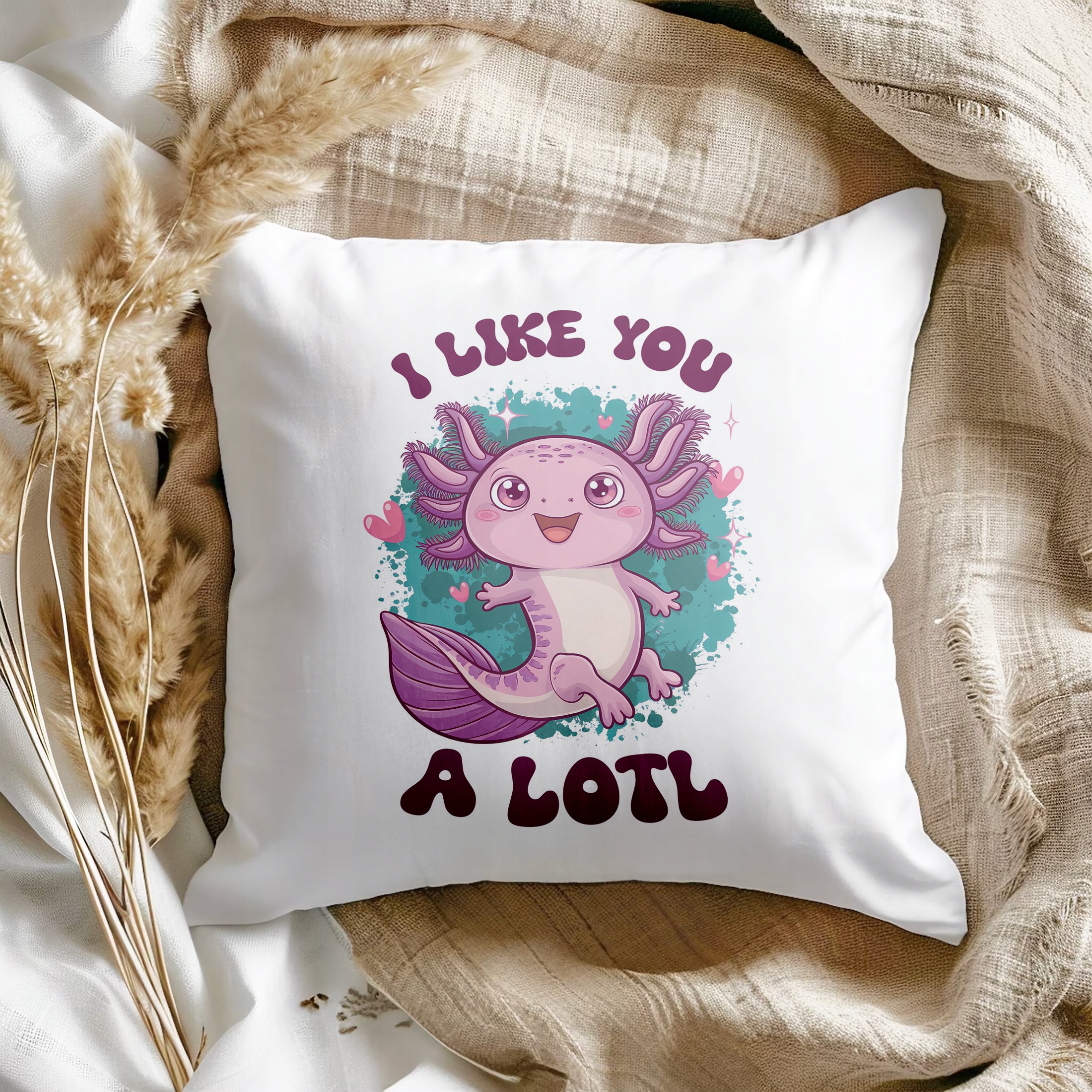 Jasiek 40×40 cm różowy pyszczek Aksolotl Axolotl Różowy Zwierzak Viral OK