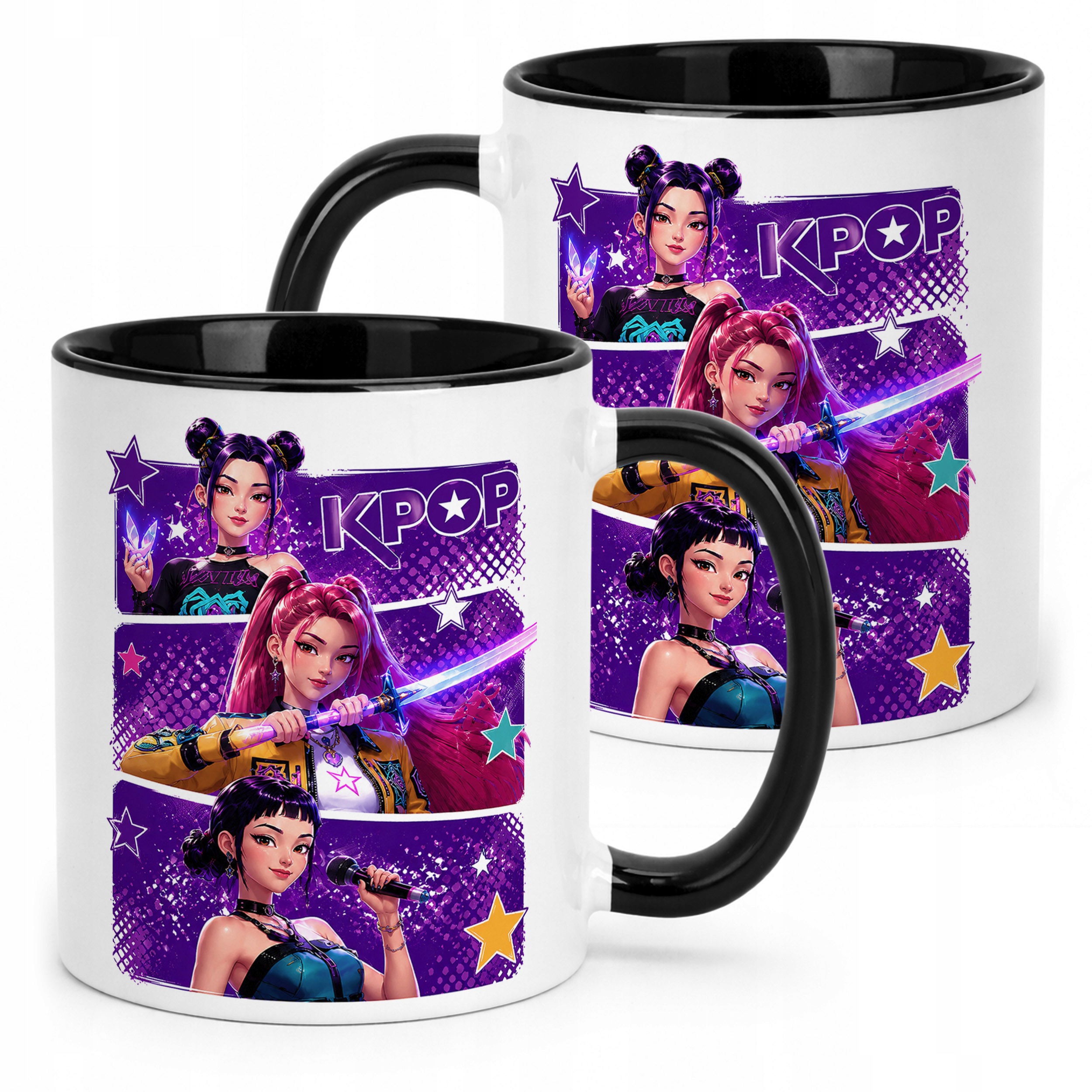 Kubek Czarny z nadrukiem ŁOWCZYNIE KPOP Dla Dzieci Prezent Upominek