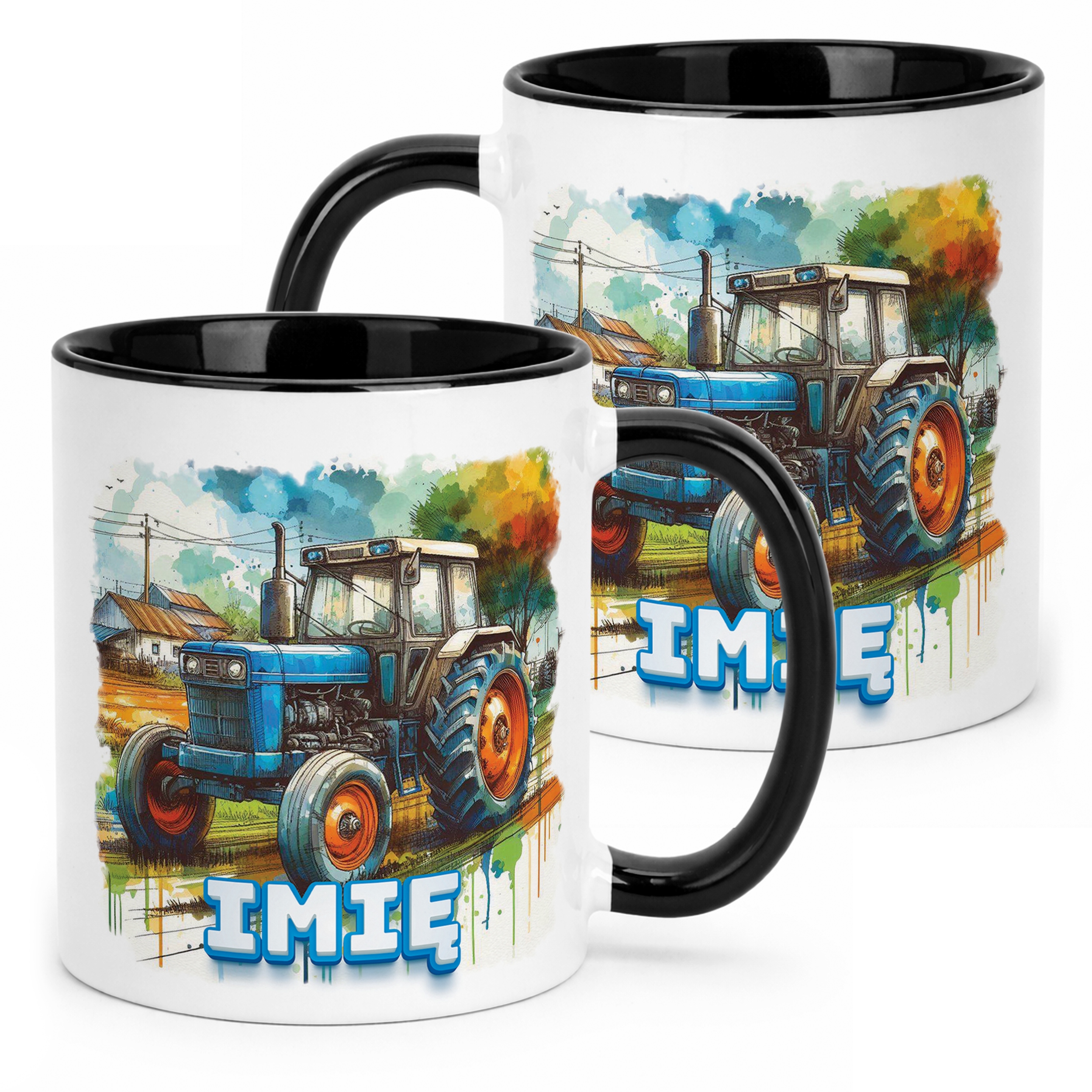 Kubek Czarny Personalizowany Dla Fanów Traktorów Traktor Prezent