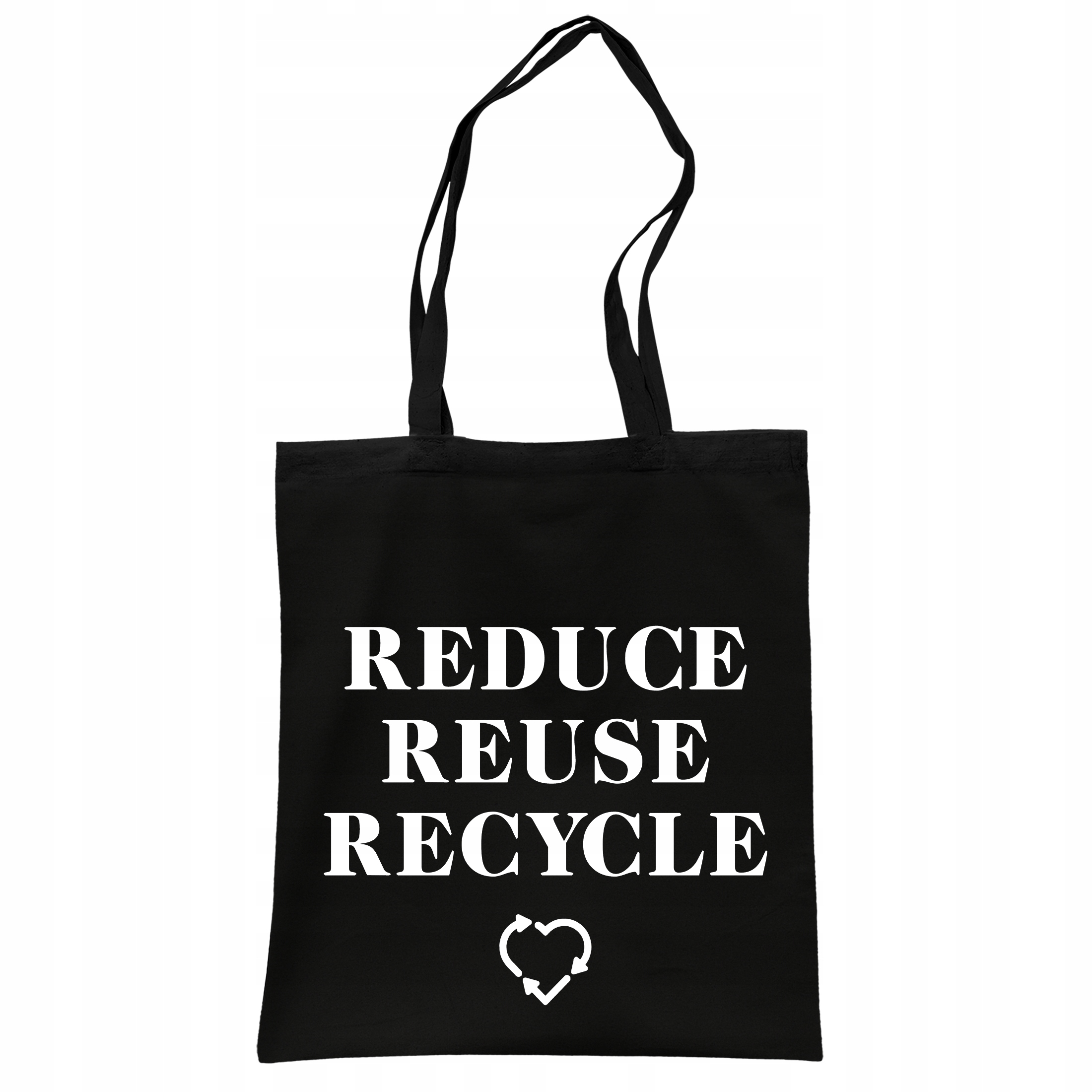 Torba bawełniana czarna na zakupy Reduce Reuse Recycle Ekologia