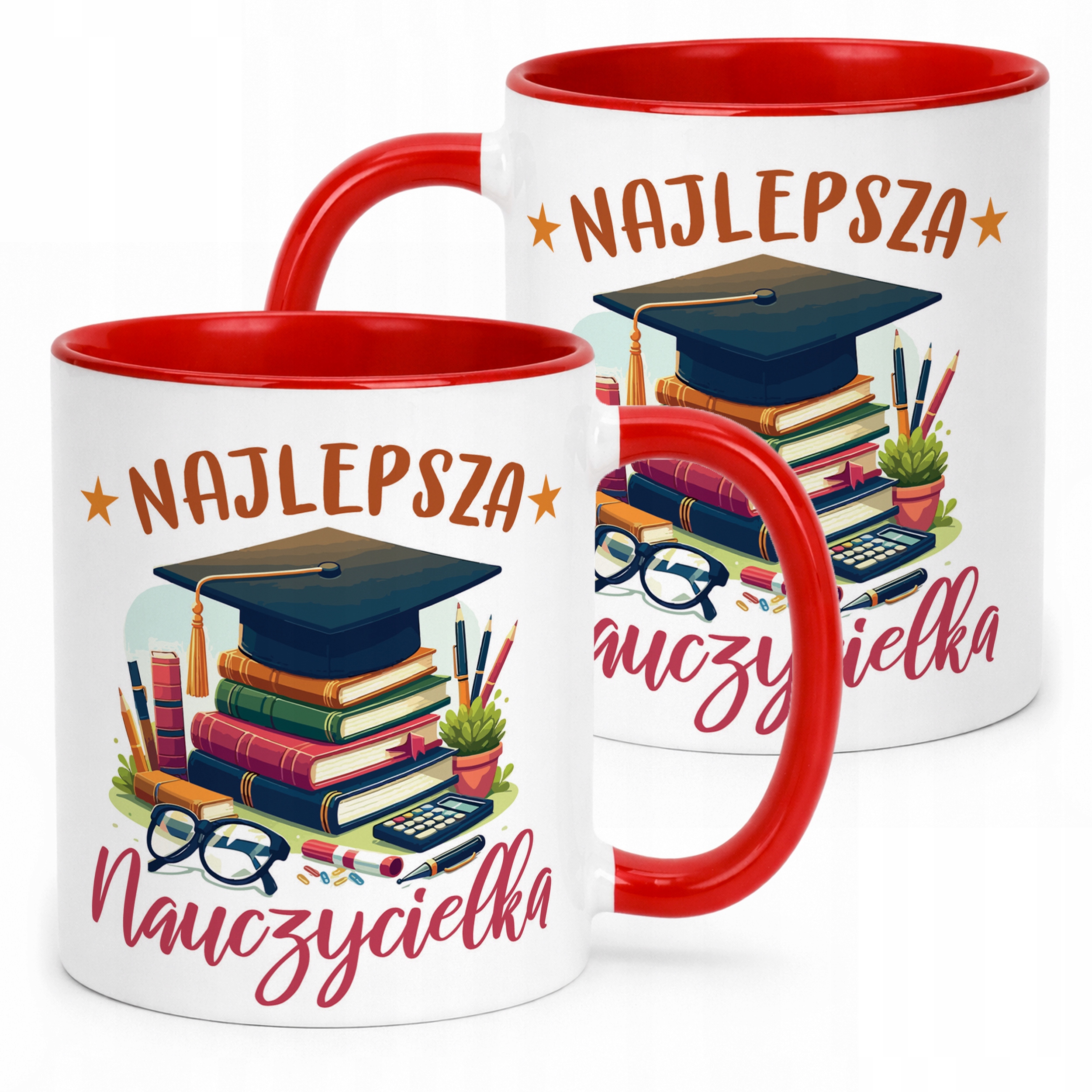 Kubek Czerwony Najlepsza Nauczycielka Dzień Nauczyciela Prezent