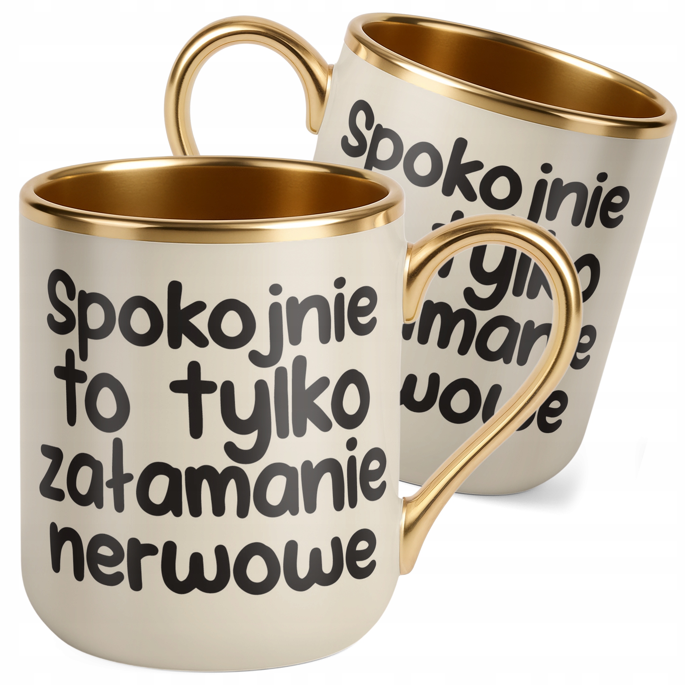 Kubek Premium Złoty Ecru Spokojnie To Tylko Załamanie Nerwowe Zabawny