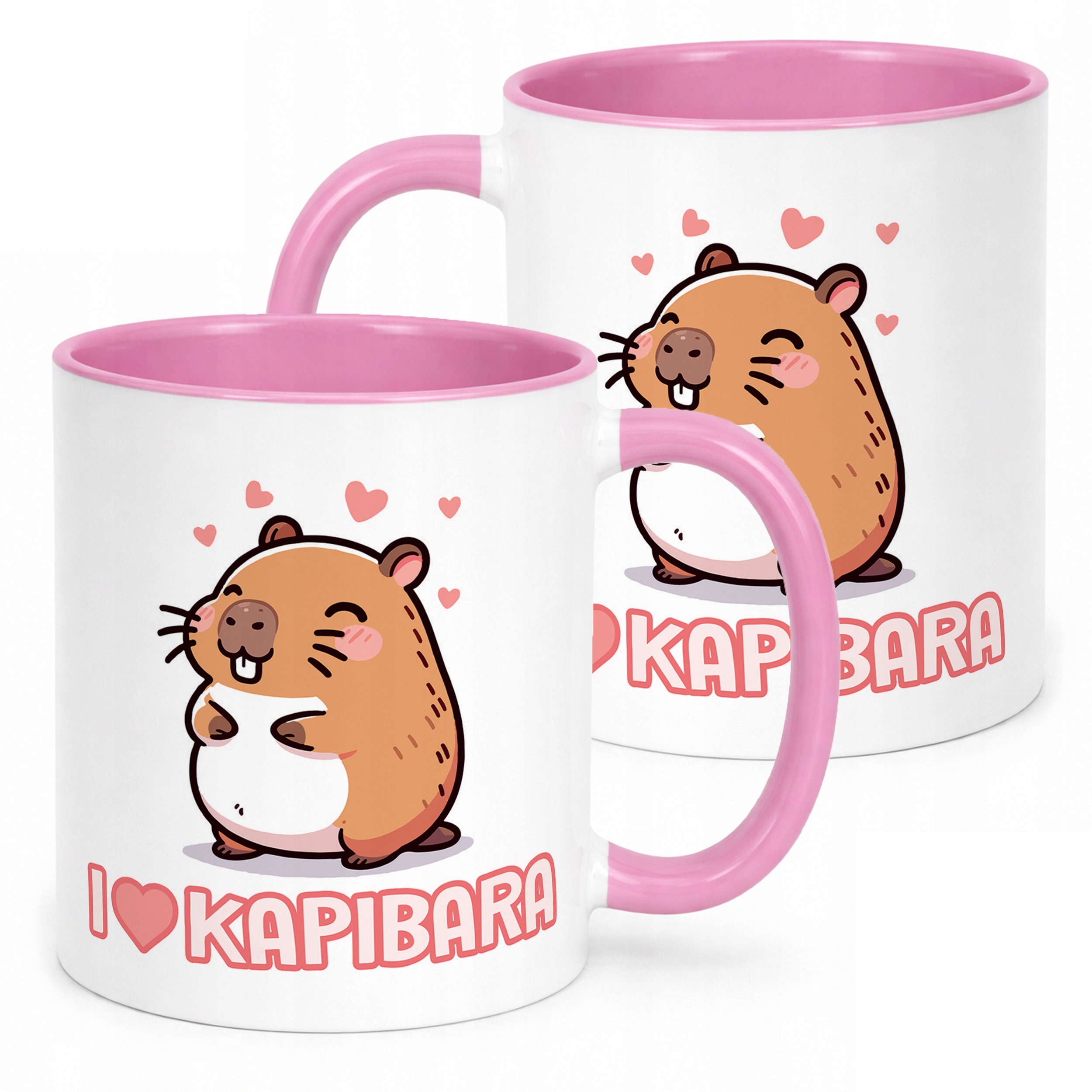 Kubek Różowy Kapibara Capybara Zwierzak Słodki Dla Dzieci Prezent