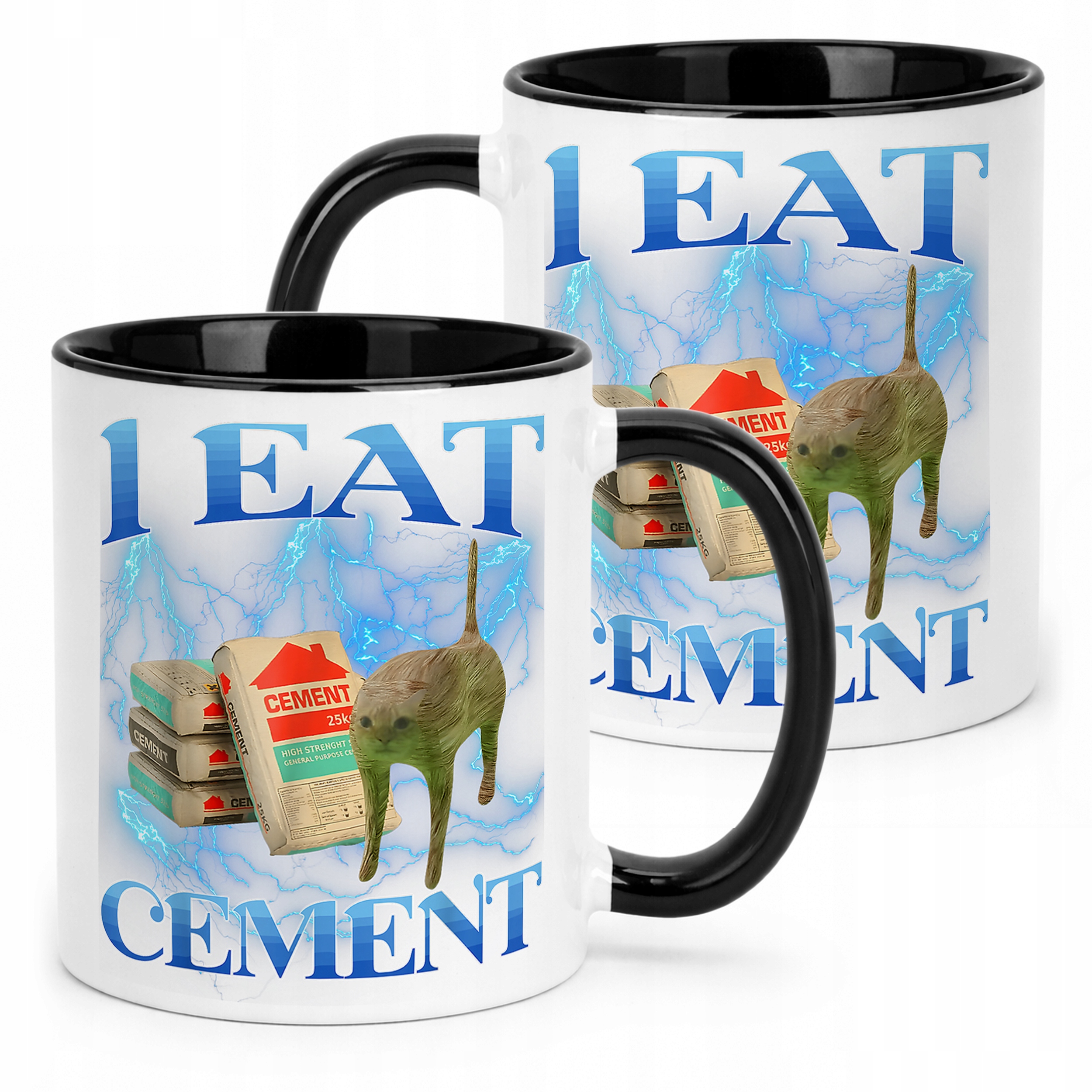 Kubek Czarny I Eat Cement viral tiktok brainrot mem