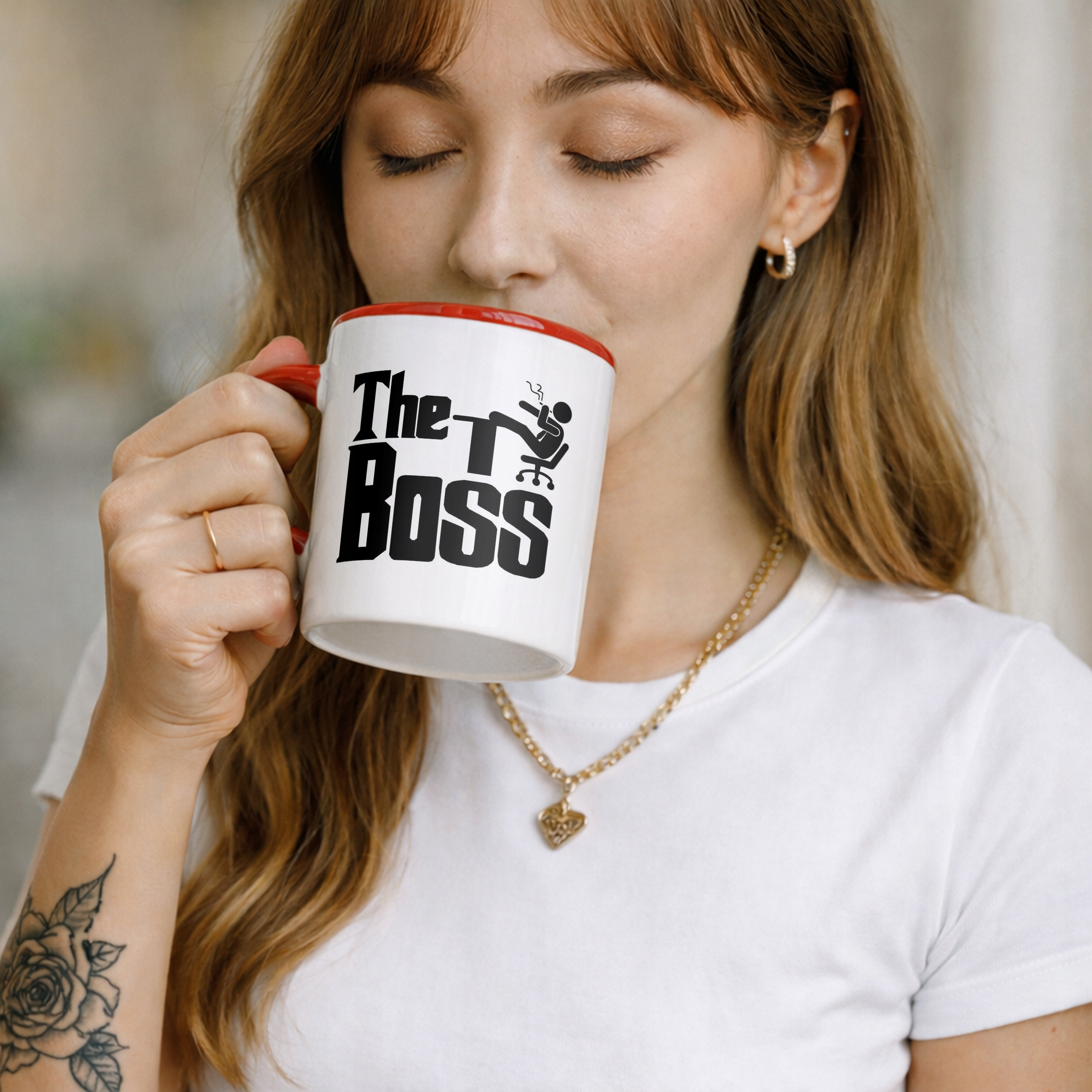 Kubek Czerwony The Boss Dla Szefa Prezent Upominek Praca