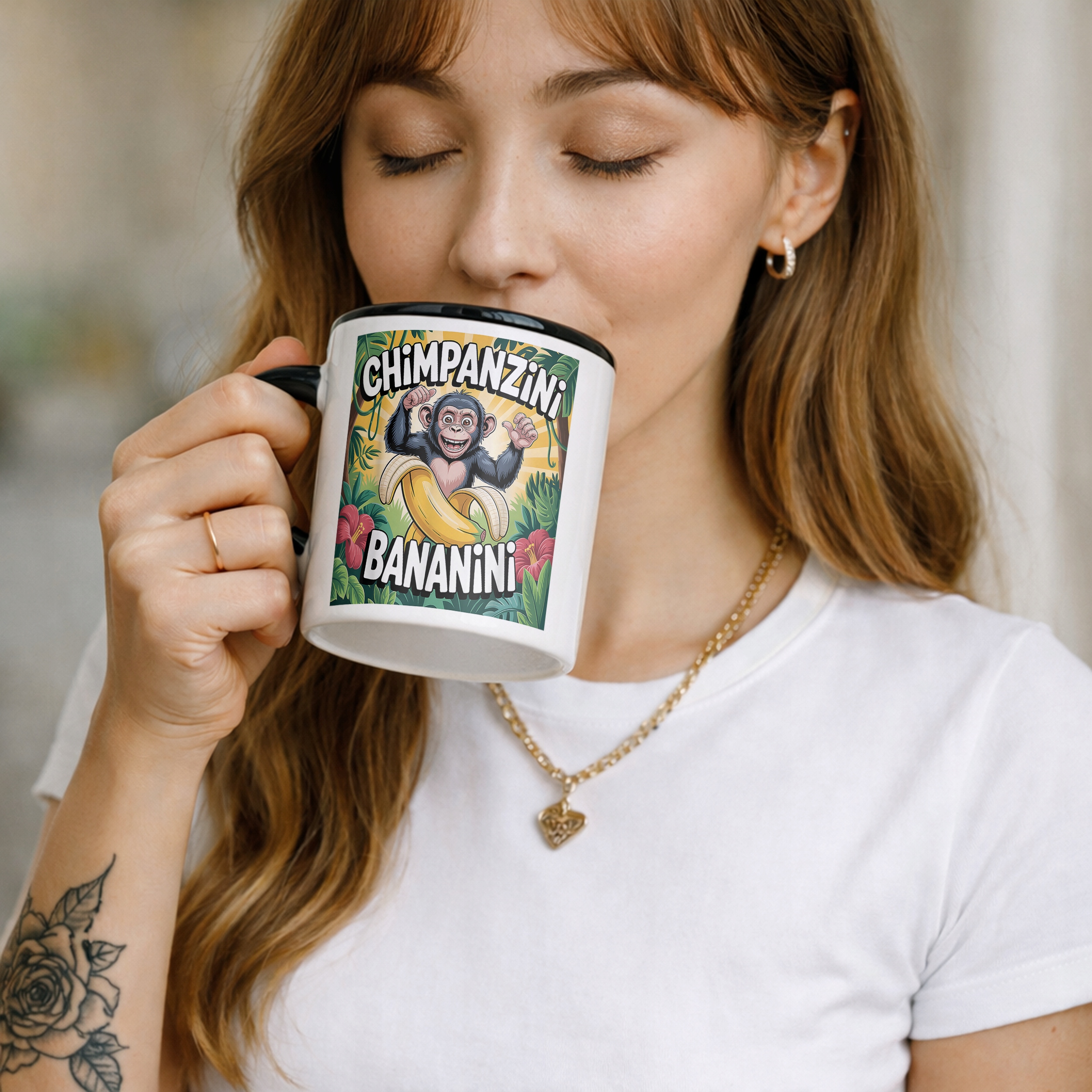 Kubek Czarny Chimpanzini Bananini viral tiktok brainrot