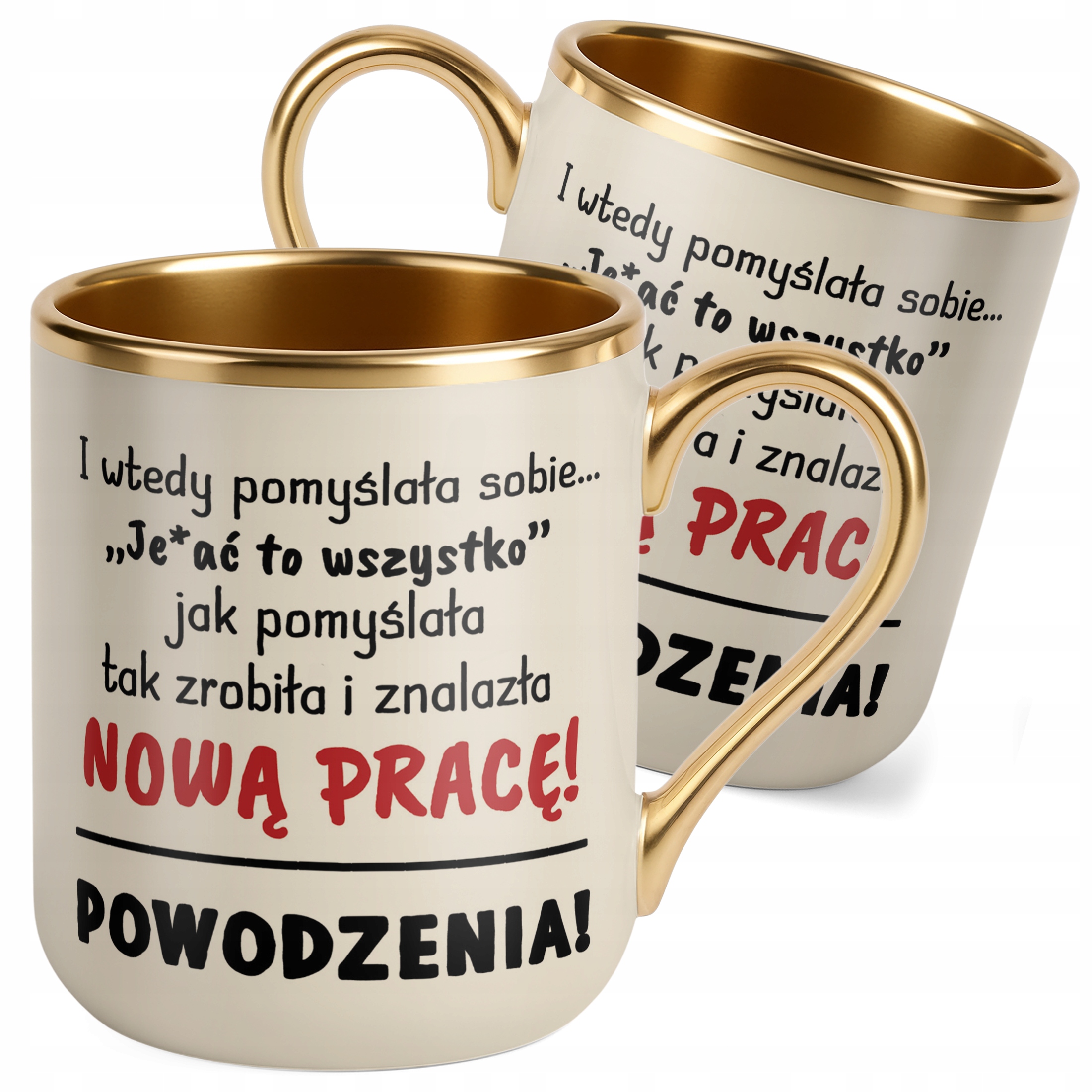 Kubek Premium Złoty Ecru Na Pożegnanie Odejście z Pracy Zabawny Prezent