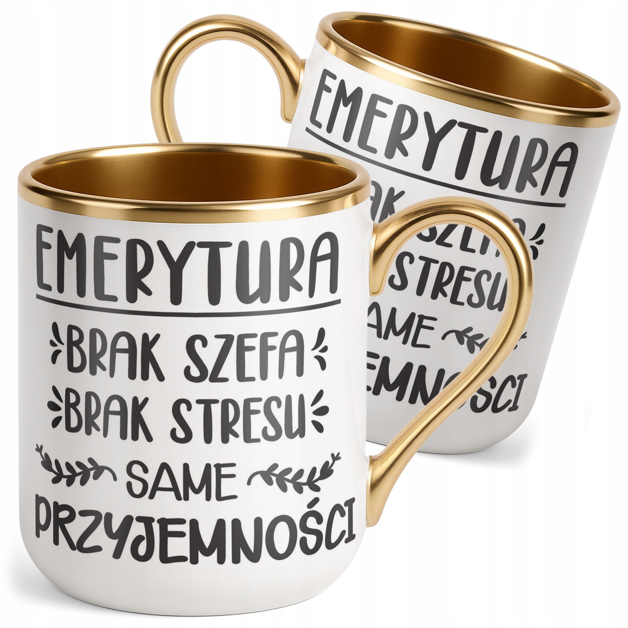 Kubek Premium Złoty Z okazji Emerytury Dla Emeryta Emerytki Prezent