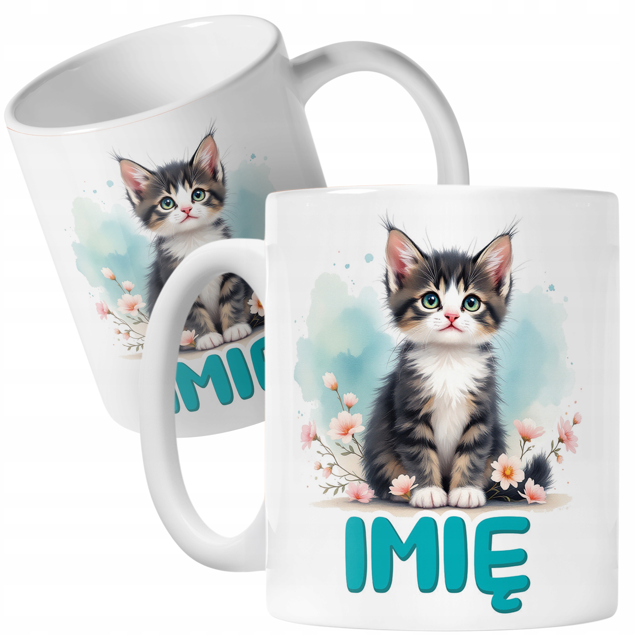 Kubek ceramiczny personalizowany Kot Kotek Zwierzak Słodki Dla Dzieci