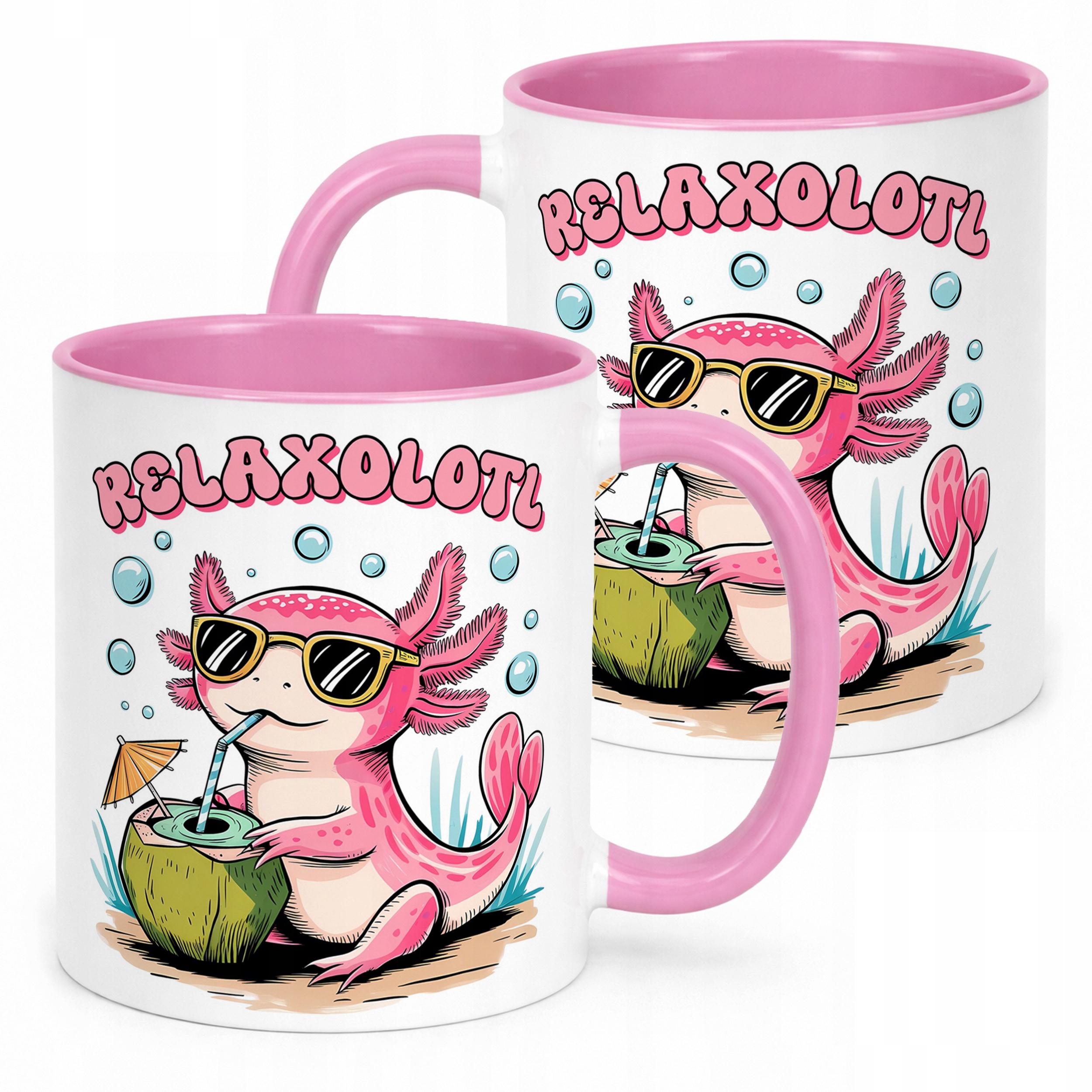 Różowy kubek z motywem z gry Aksolotl Axolotl Mine craft Różowy Zwierzak