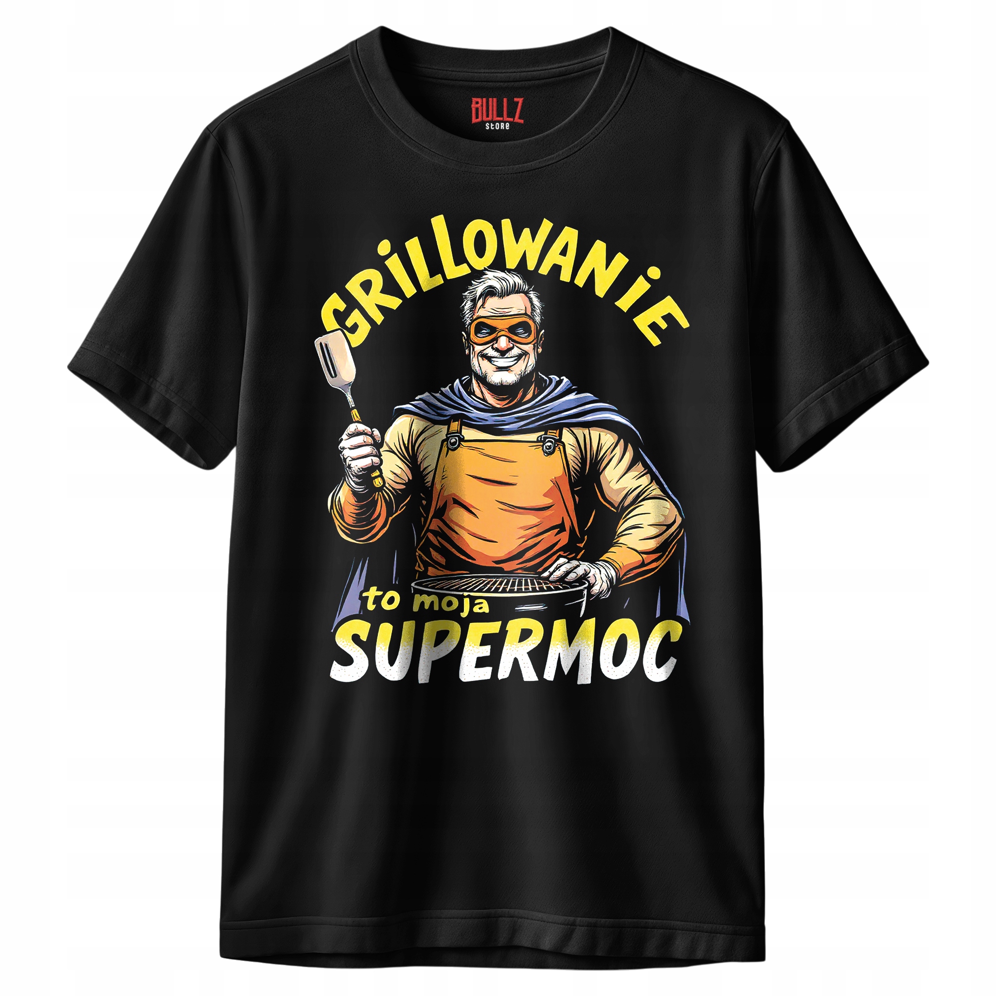 Koszulka czarna męska Grillowanie To Moja Supermoc