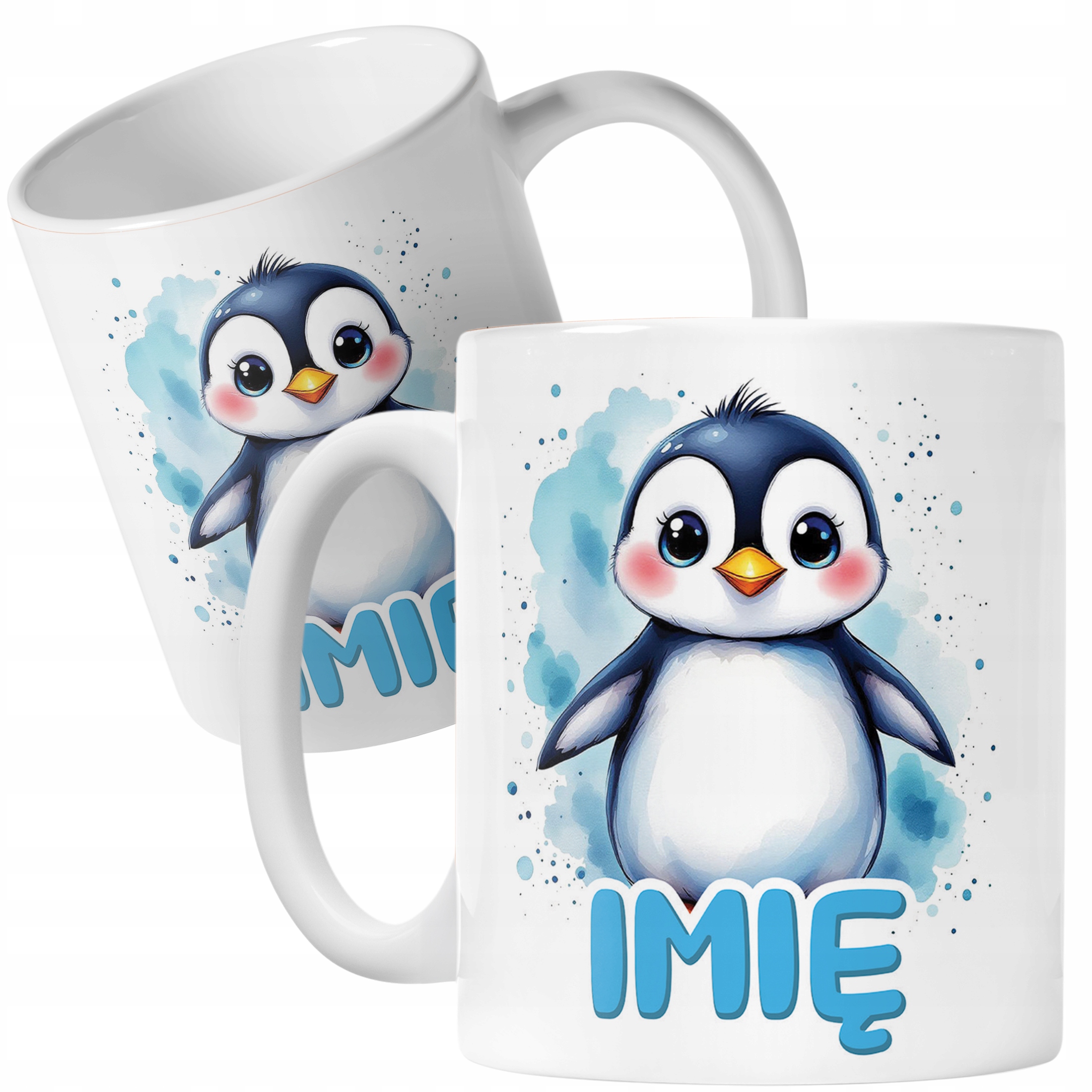 Kubek ceramiczny personalizowany Pingwin Zwierzak Słodki Dla Dzieci