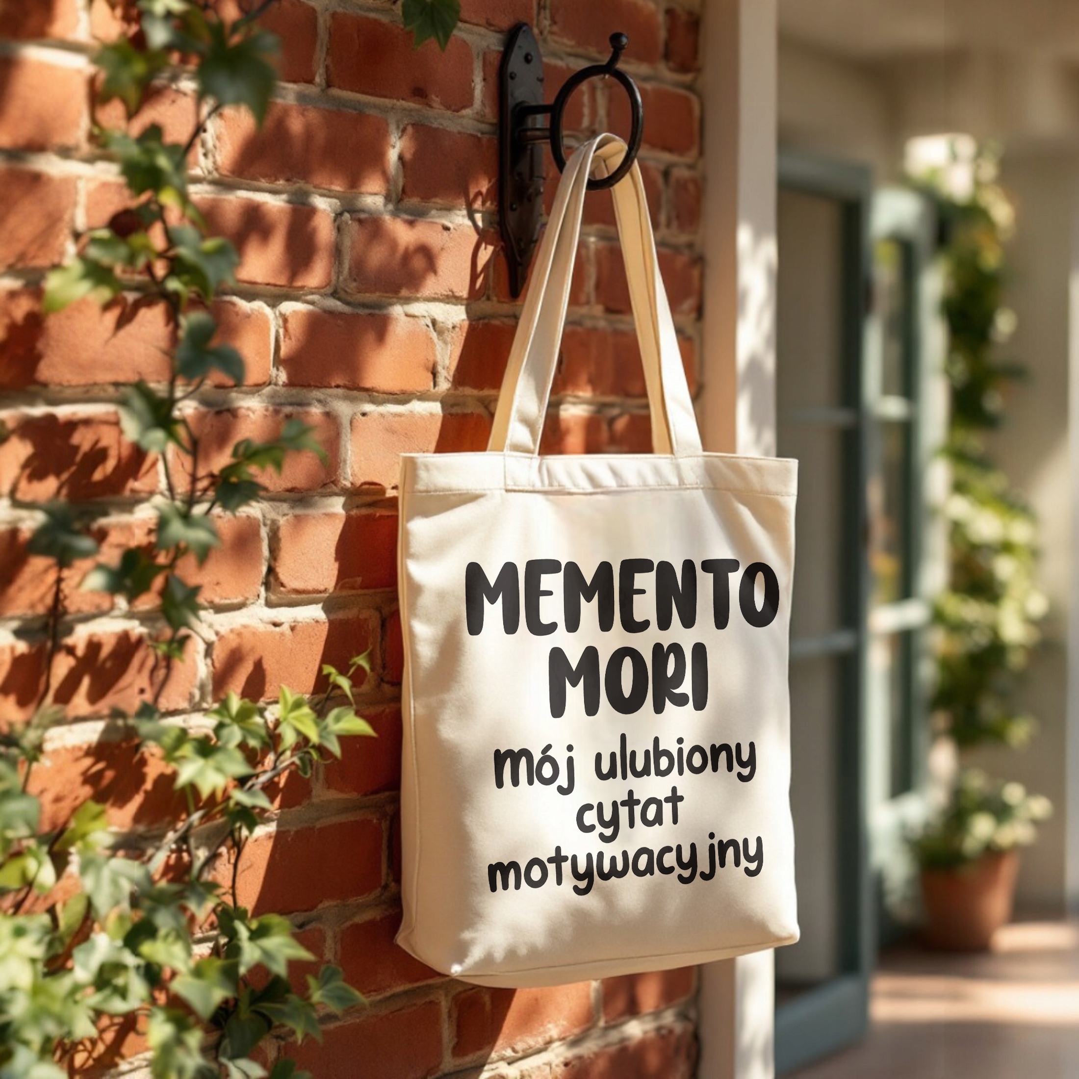 Torba bawełniana premium Memento Mori Cytat Motywacyjny Prezent