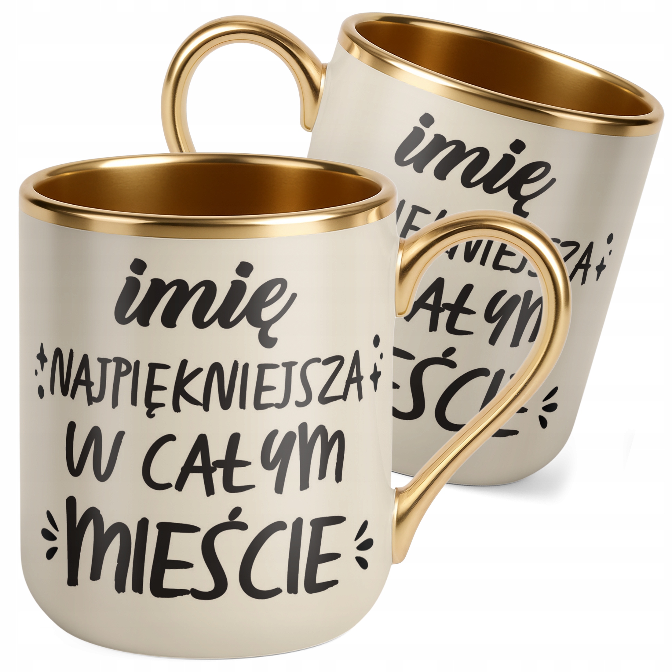 Kubek Premium Złoty Ecru Personalizowany Dzień Kobiet Zabawny