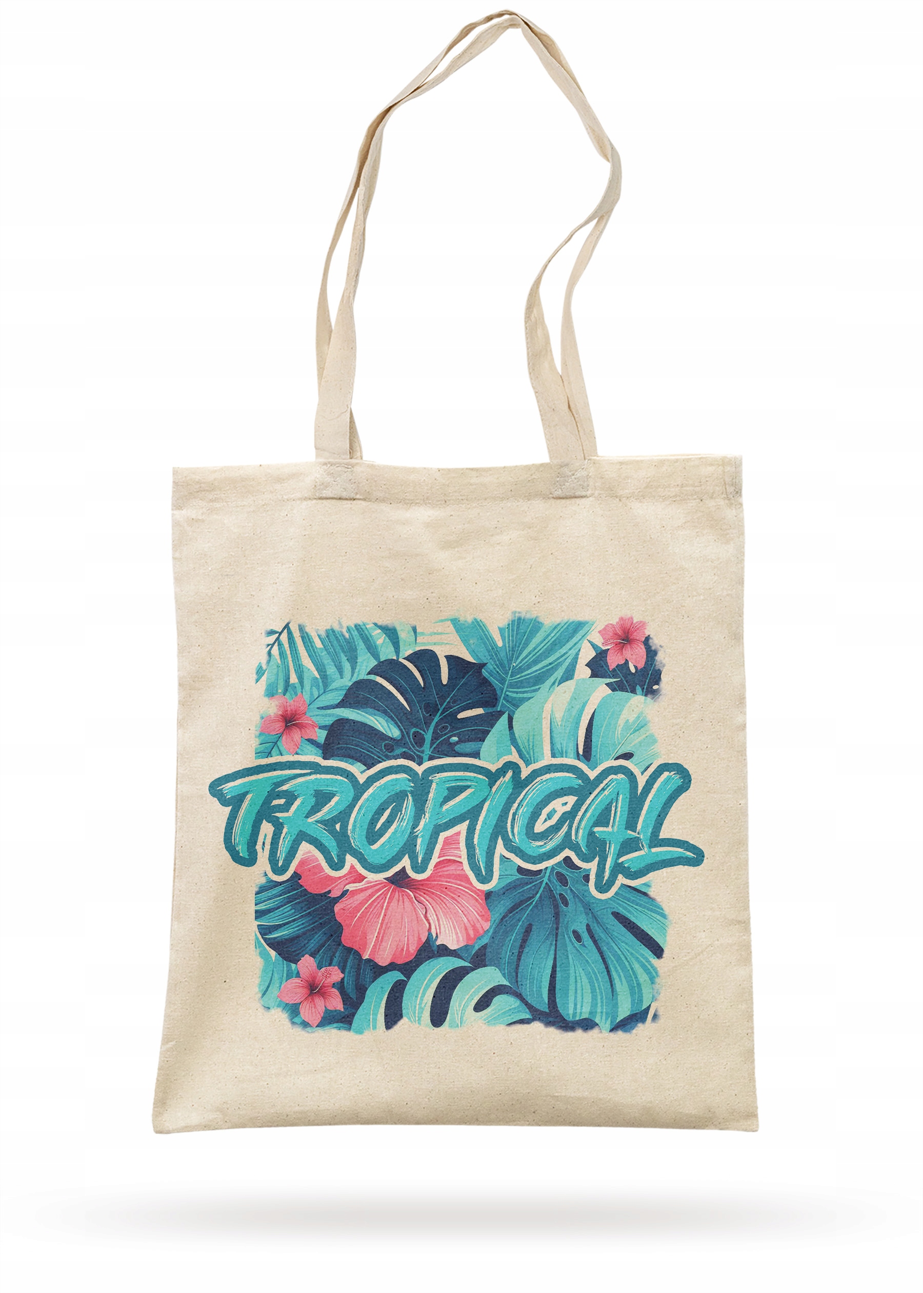 Torba bawełniana z dnem na zakupy TROPICAL Egzotyczny Motyw Monstera Kwiaty
