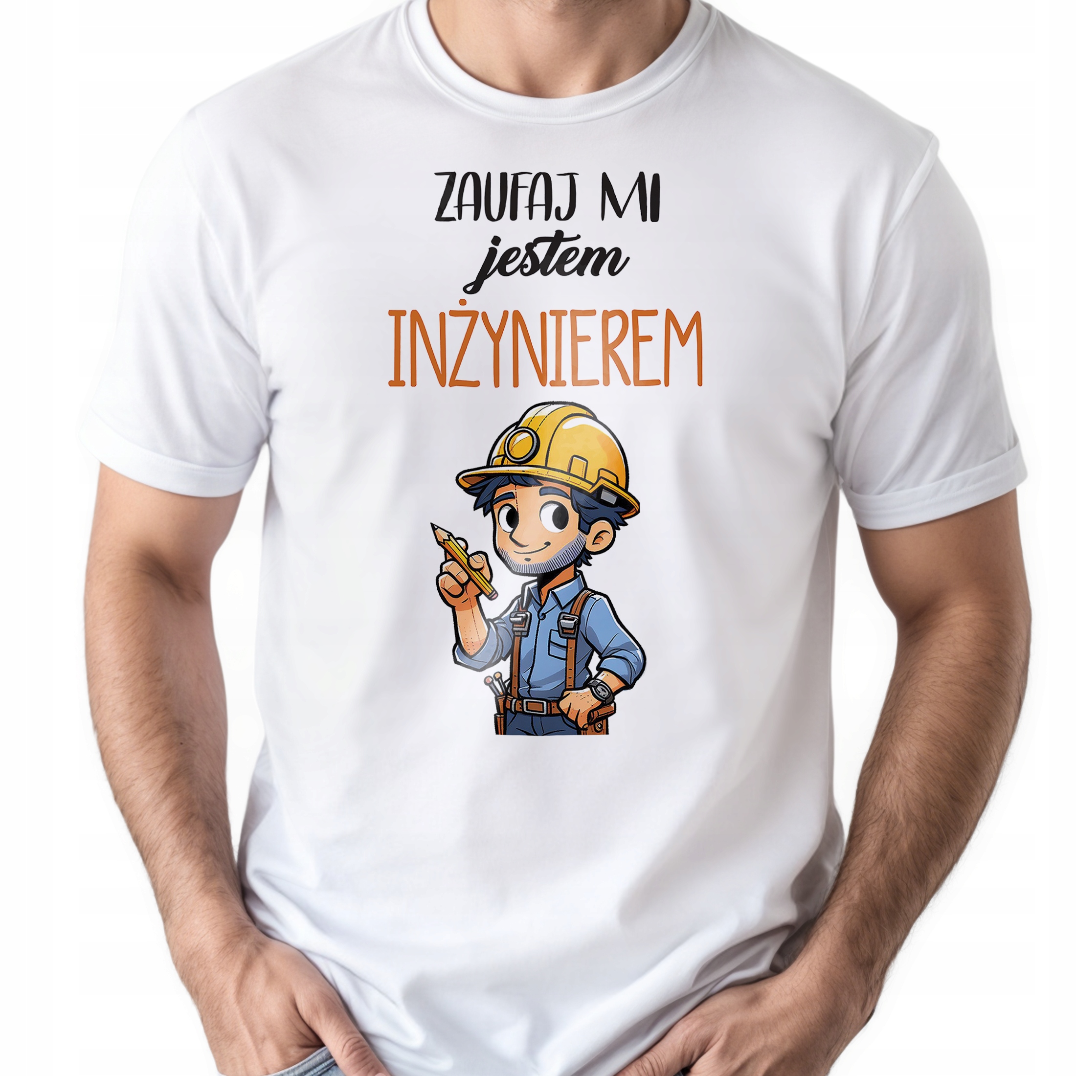 Koszulka biała męska Zaufaj Mi Jestem Inżynierem