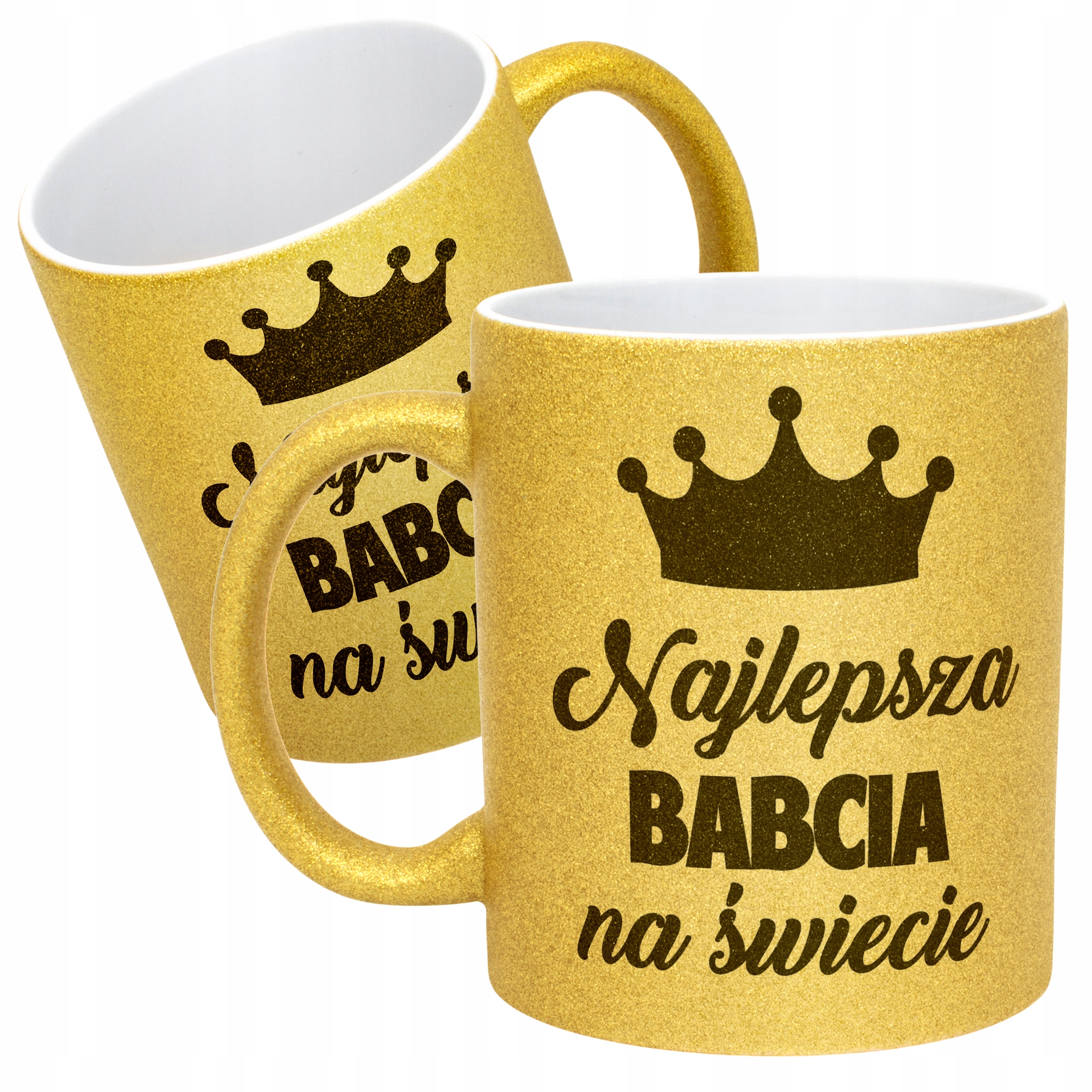 Złoty kubek brokatowy Dzień Babci Dla Babci Prezent Upominek