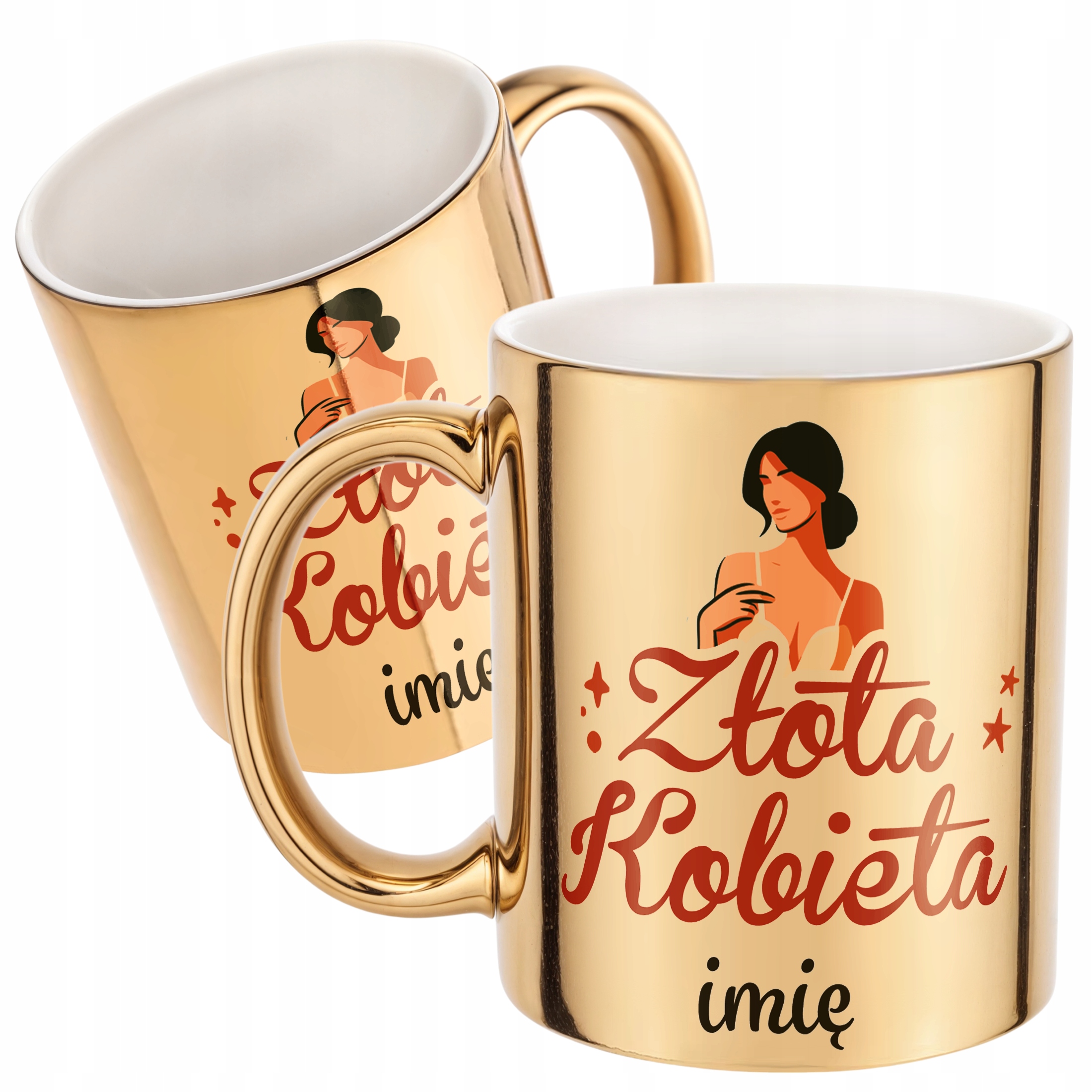 Złote Kubek prezent Personalizowany Dzień Kobiet Złota Kobieta Prezent