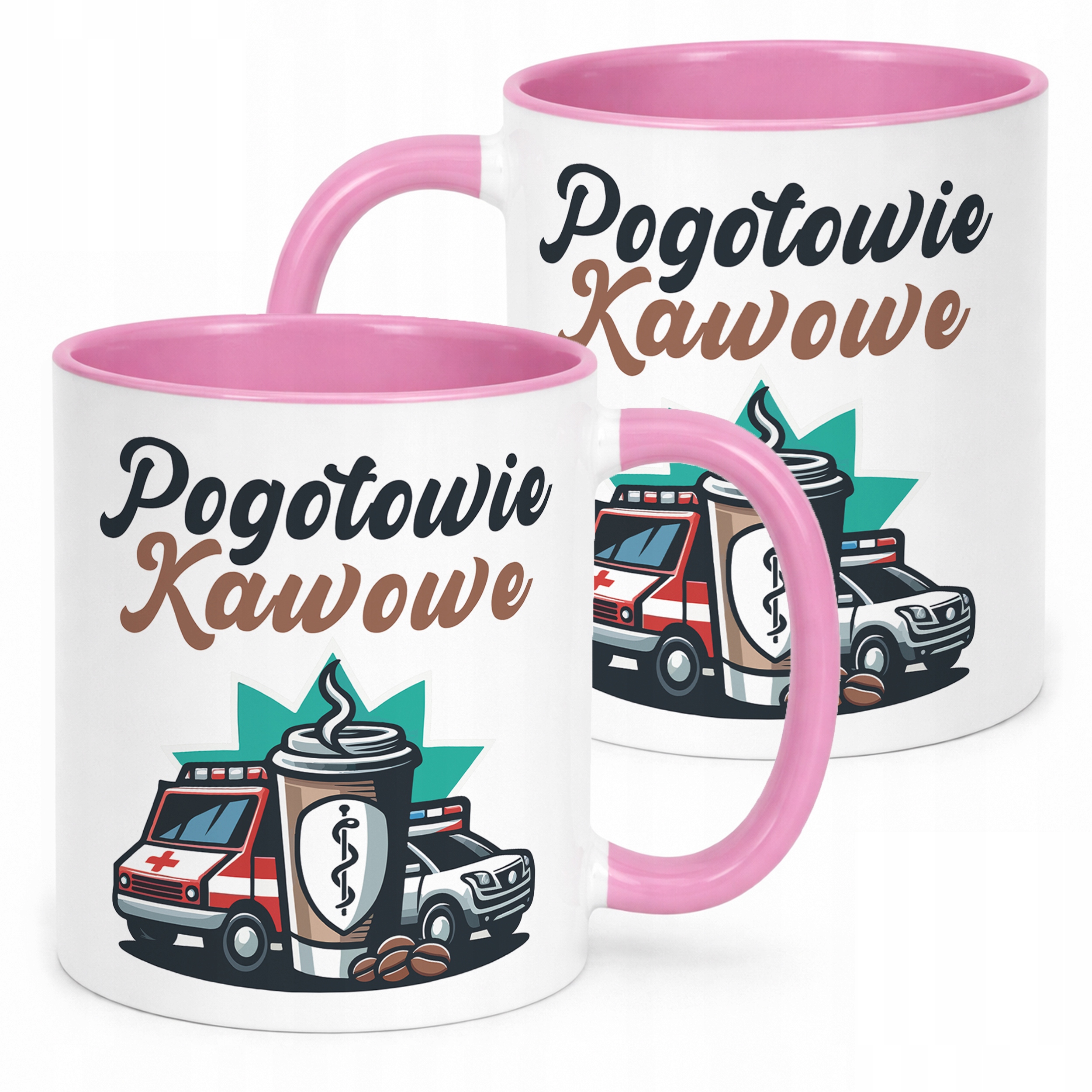Kubek Różowy Pogotowie Kawowe Zabawny Prezent Kawa