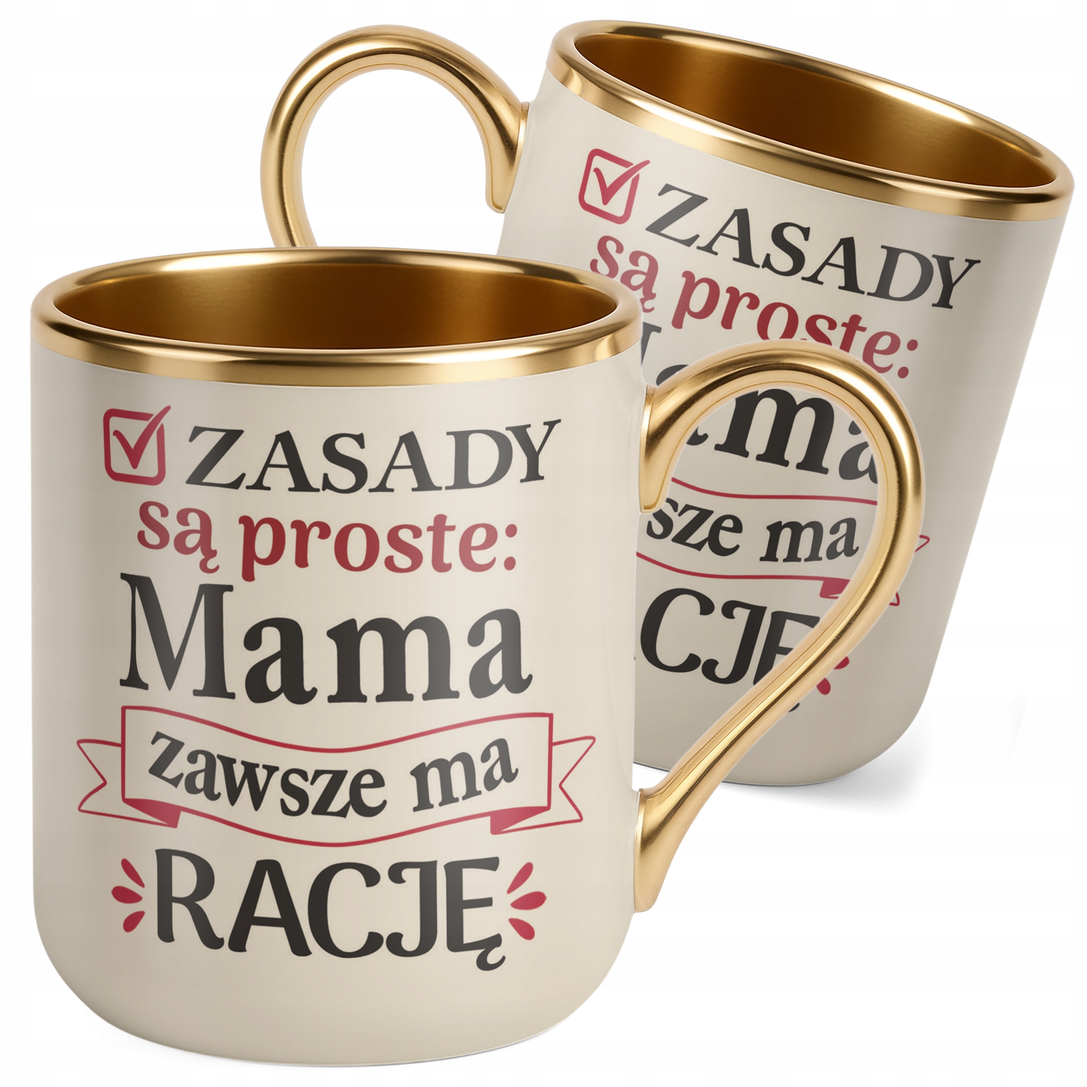 Kubek Premium Złoty Ecru Dzień Matki Dla Mamy Prezent Zasady Są Proste
