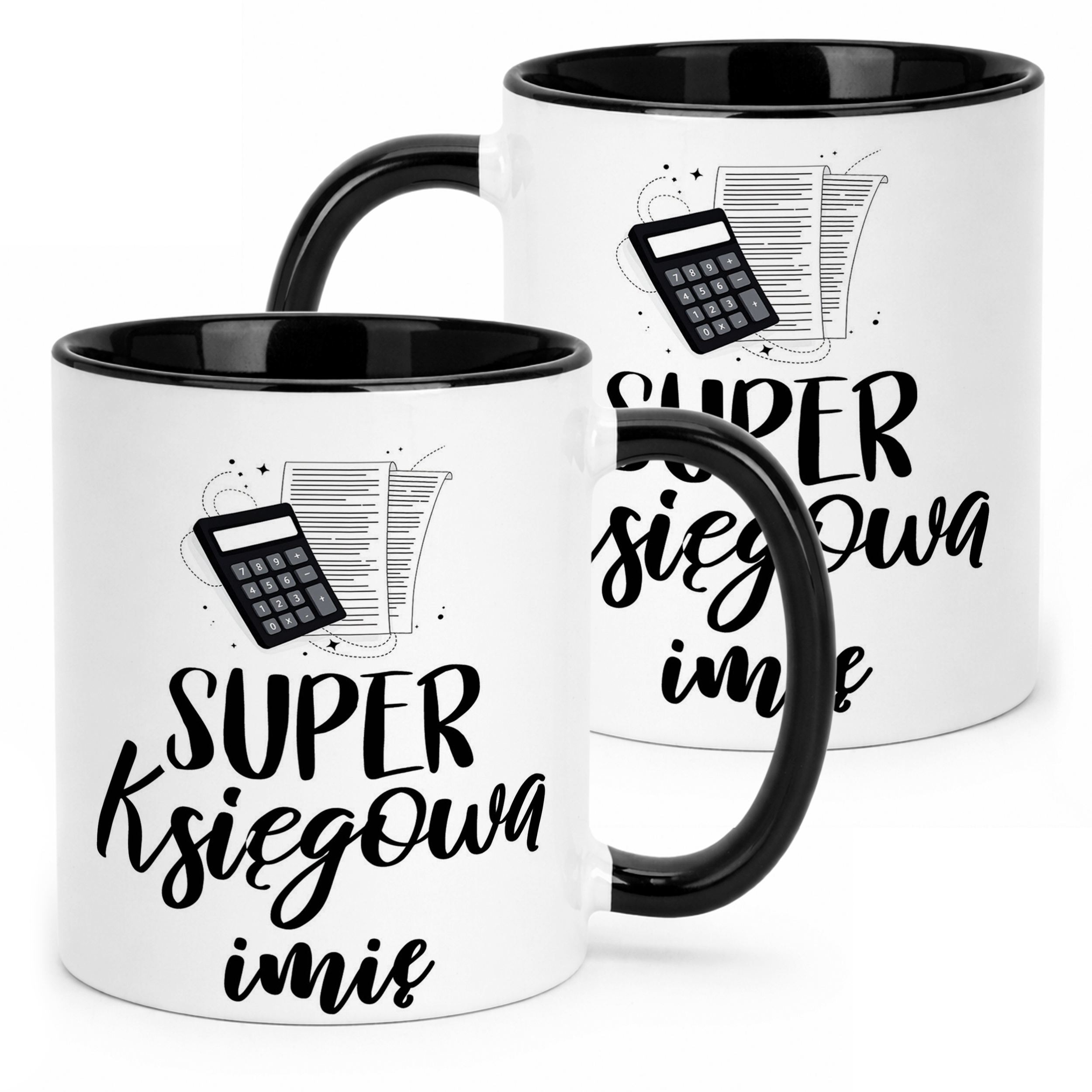 Kubek Czarny Personalizowany Super Księgowa Dla Księgowej Prezent