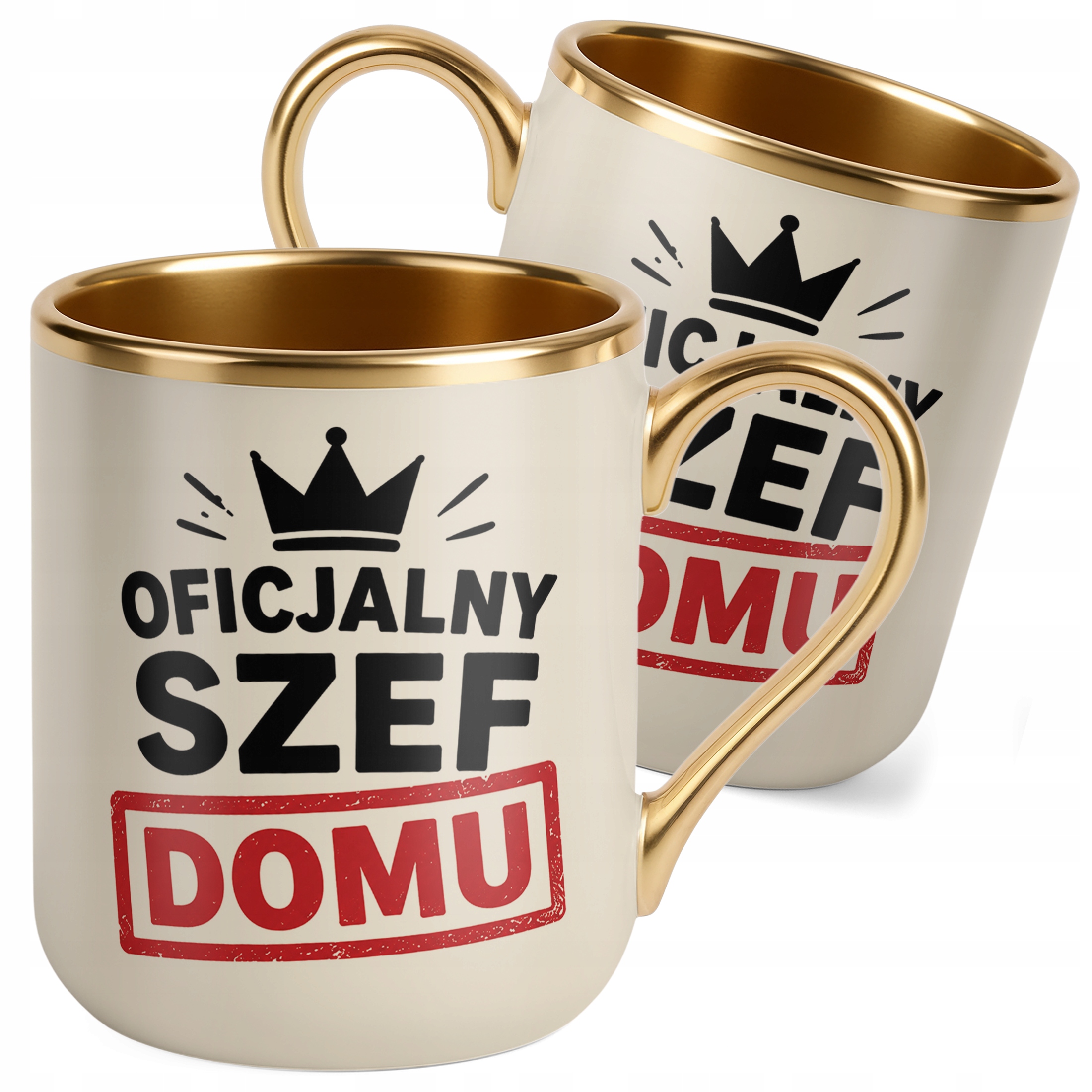 Kubek Premium Złoty Ecru upominek na Dzień Ojca prezent dla taty