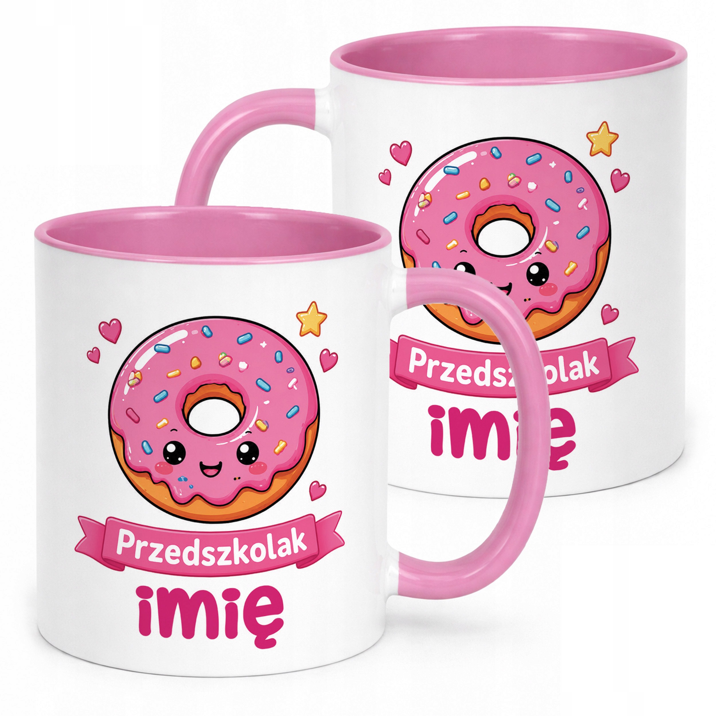 Kubek Różowy z nadrukiem personalizowany Przedszkolak Szkoła Dla Dzieci