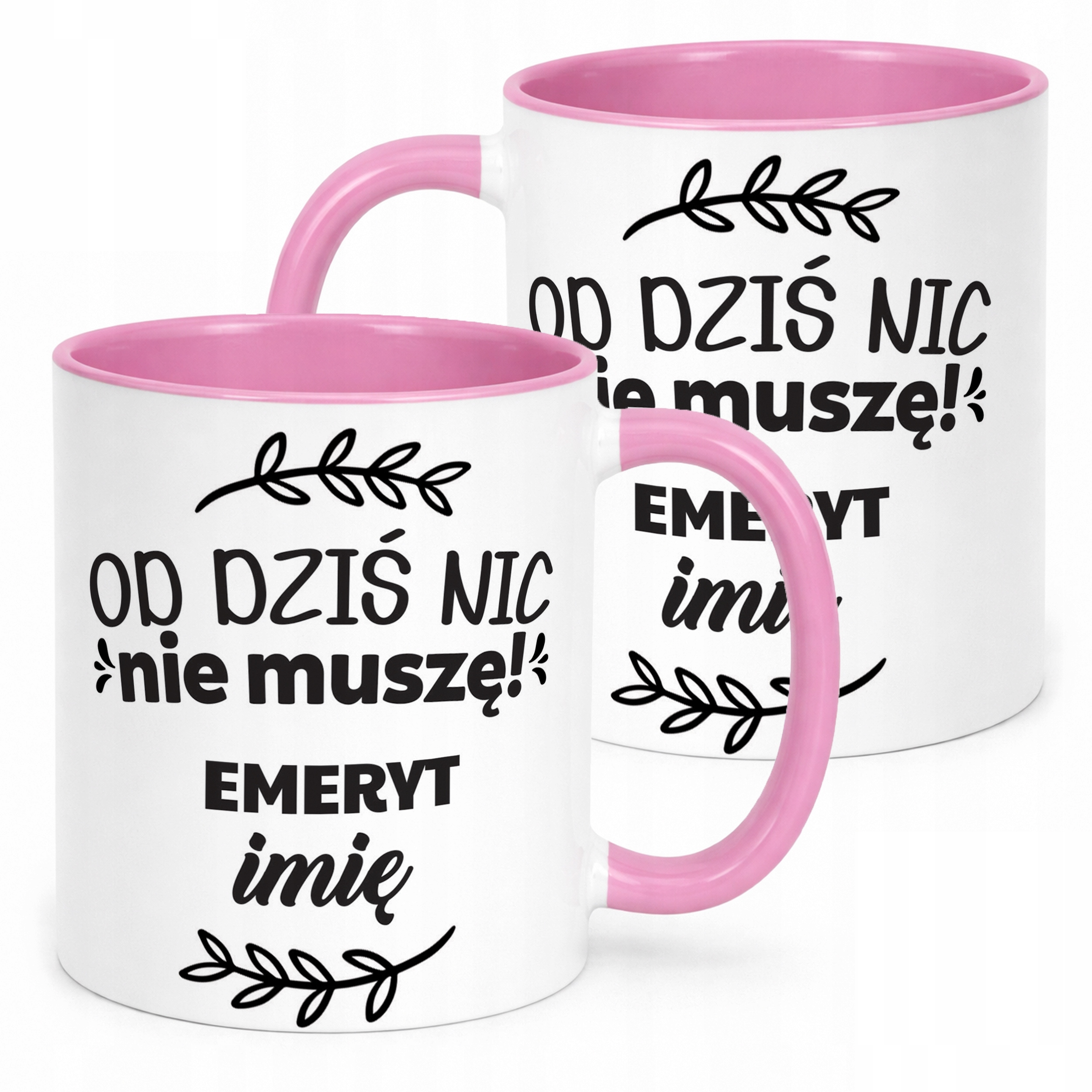 Kubek Różowy Personalizowany z okazji Emerytury Dla Emeryta Prezent