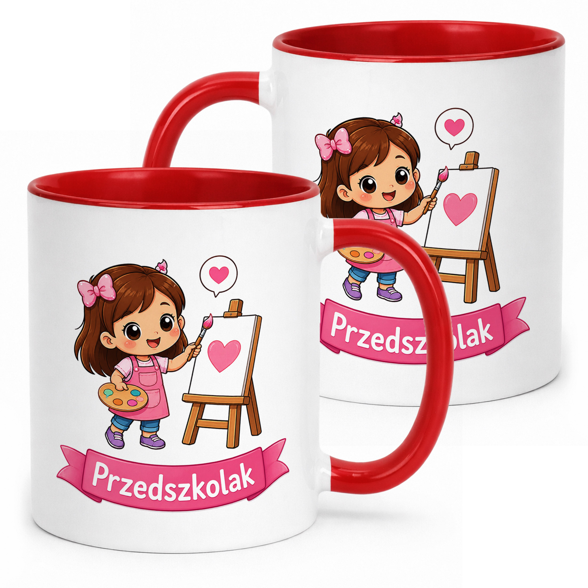 Kubek Czerwony z nadrukiem Przedszkolak Szkoła Dla Dzieci Prezent
