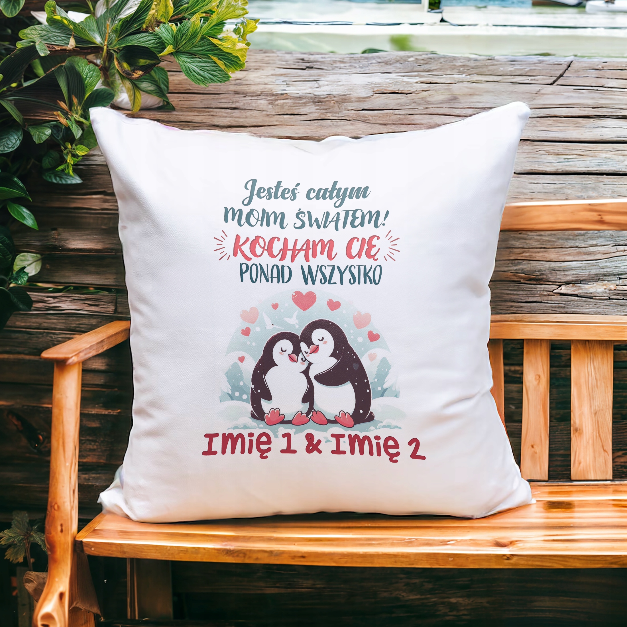 Poduszka 38x38cm Personalizowana na walentynki Z imionami Prezent