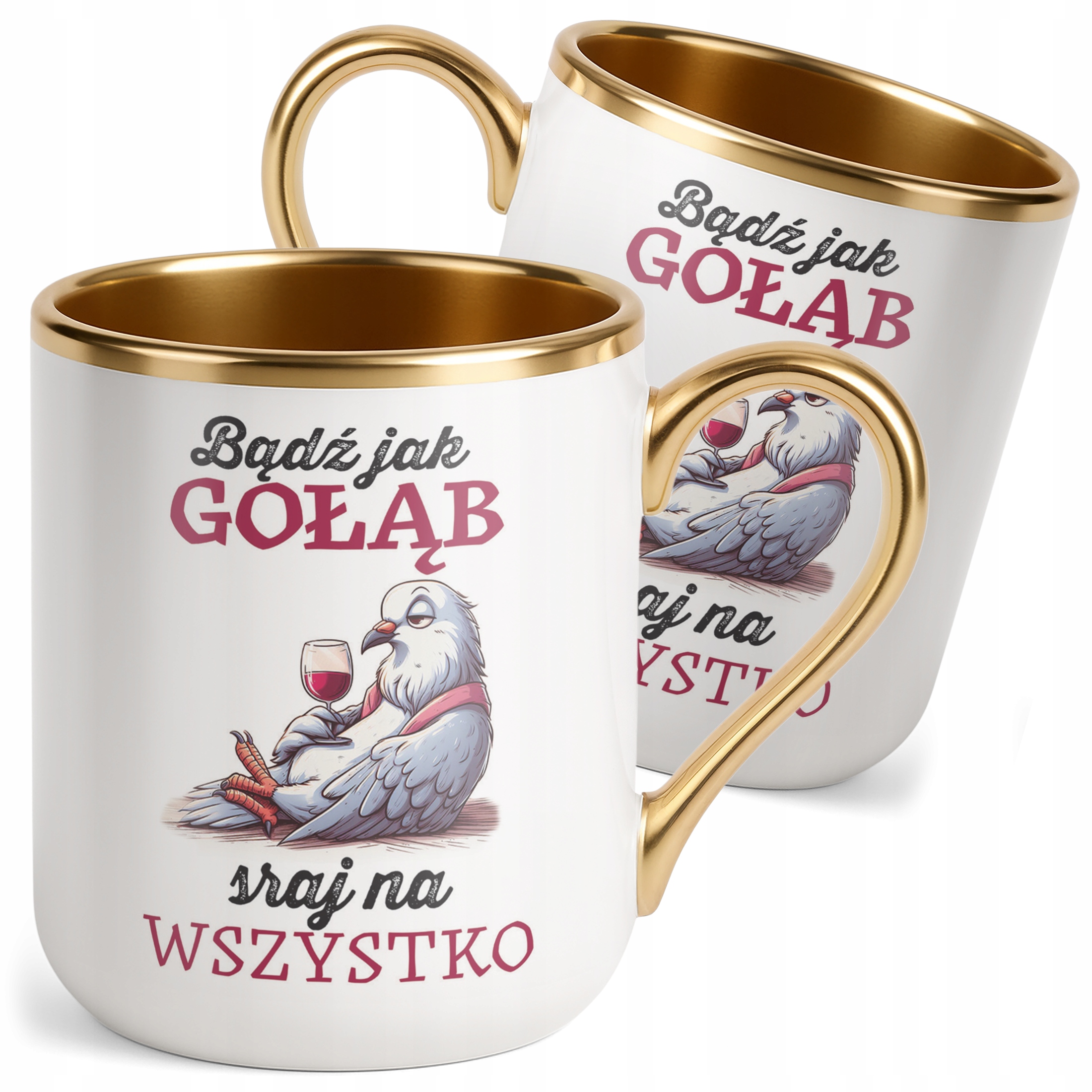 Kubek Premium Złoty Dla Gołębiarzy Prezent Dla Hodowcy Gołębi