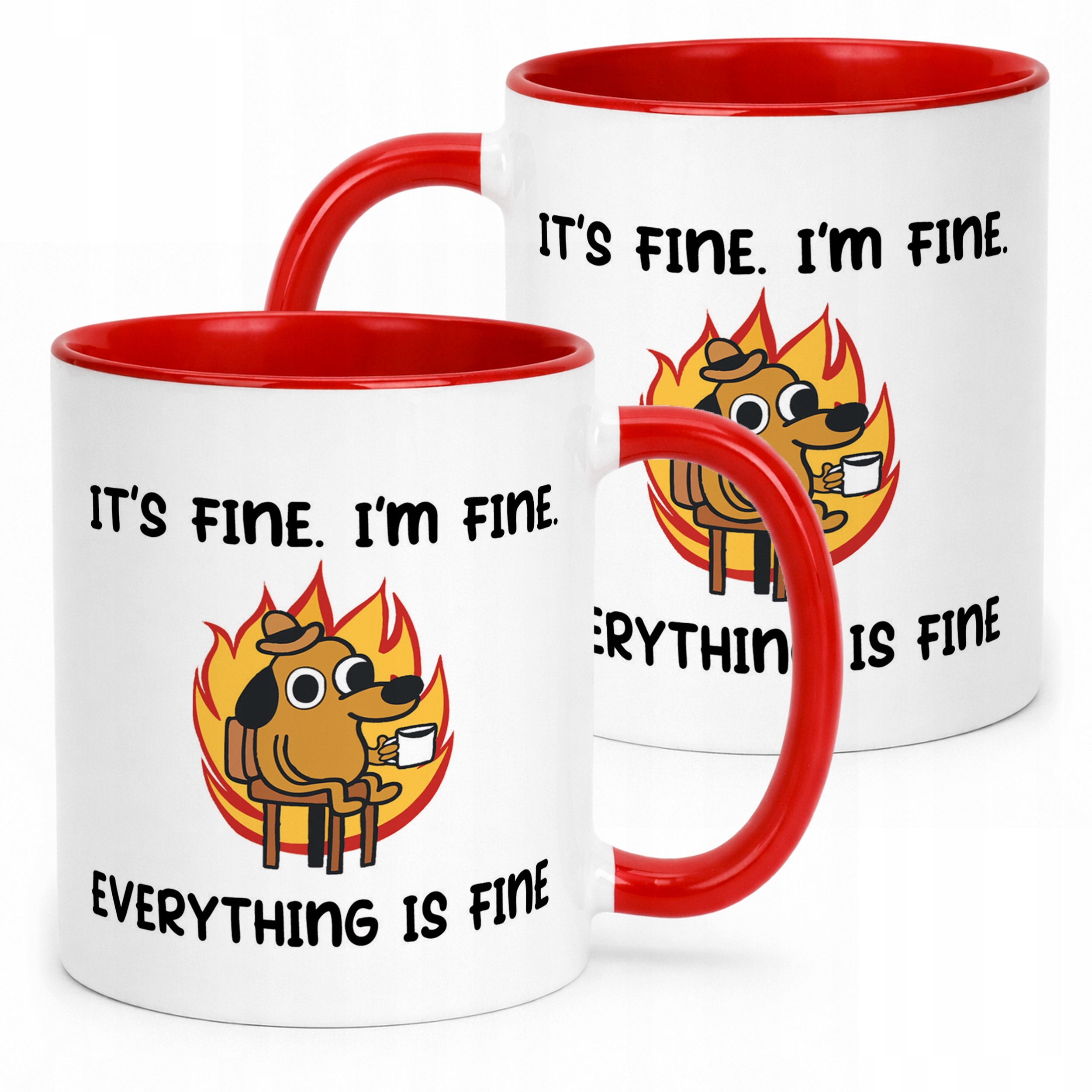 Kubek Czerwony It’s Fine I’m Fine Śmieszny Zabawny Prezent