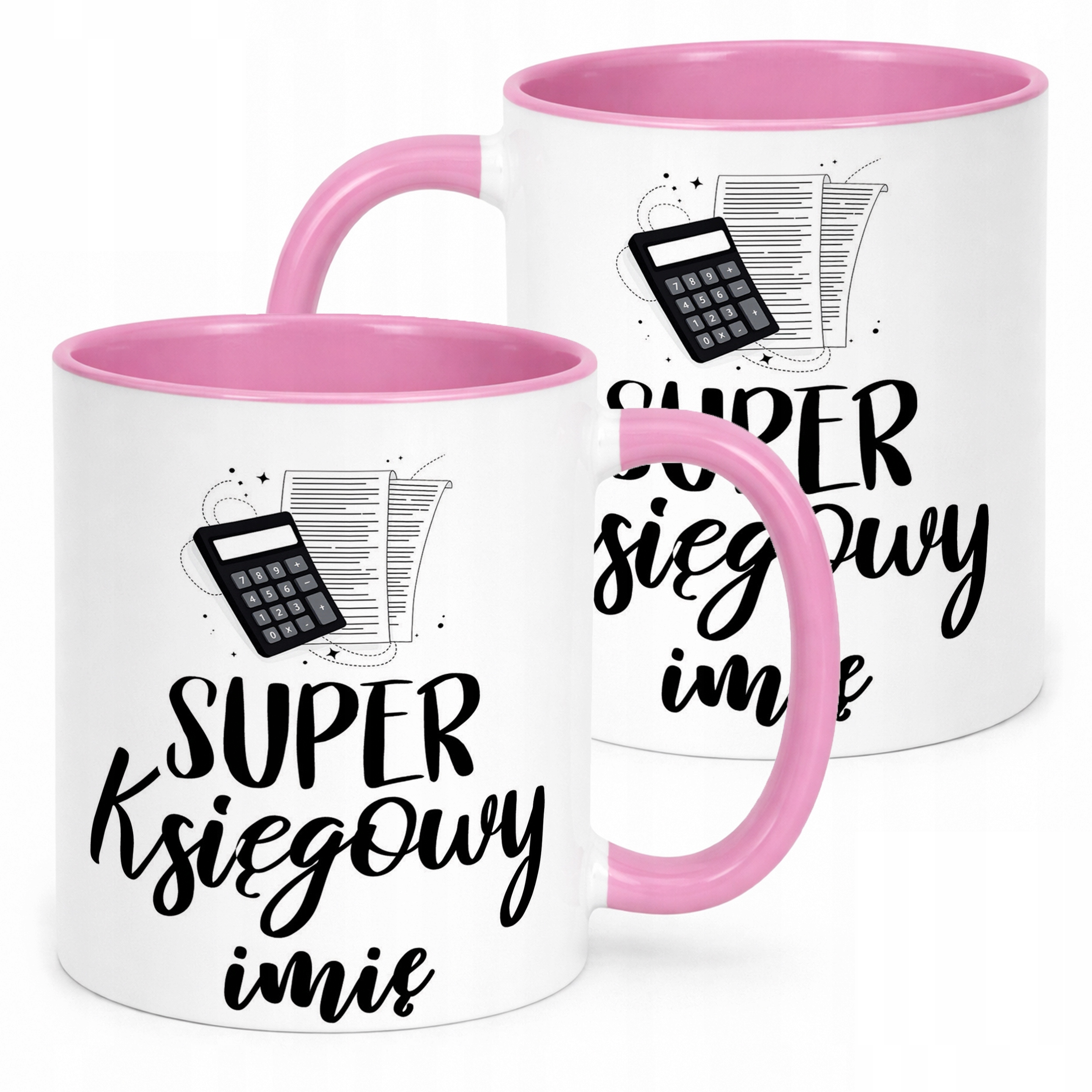 Kubek Różowy Personalizowany Super Księgowy Prezent Upominek