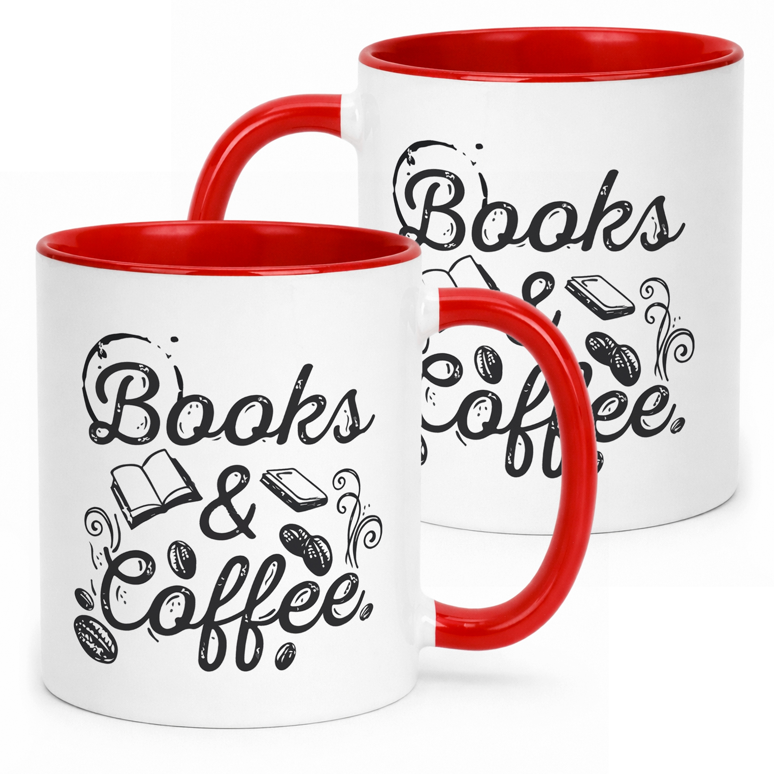 Kubek Czerwony Coffee And Books Dla Fanów Czytania i Kawy