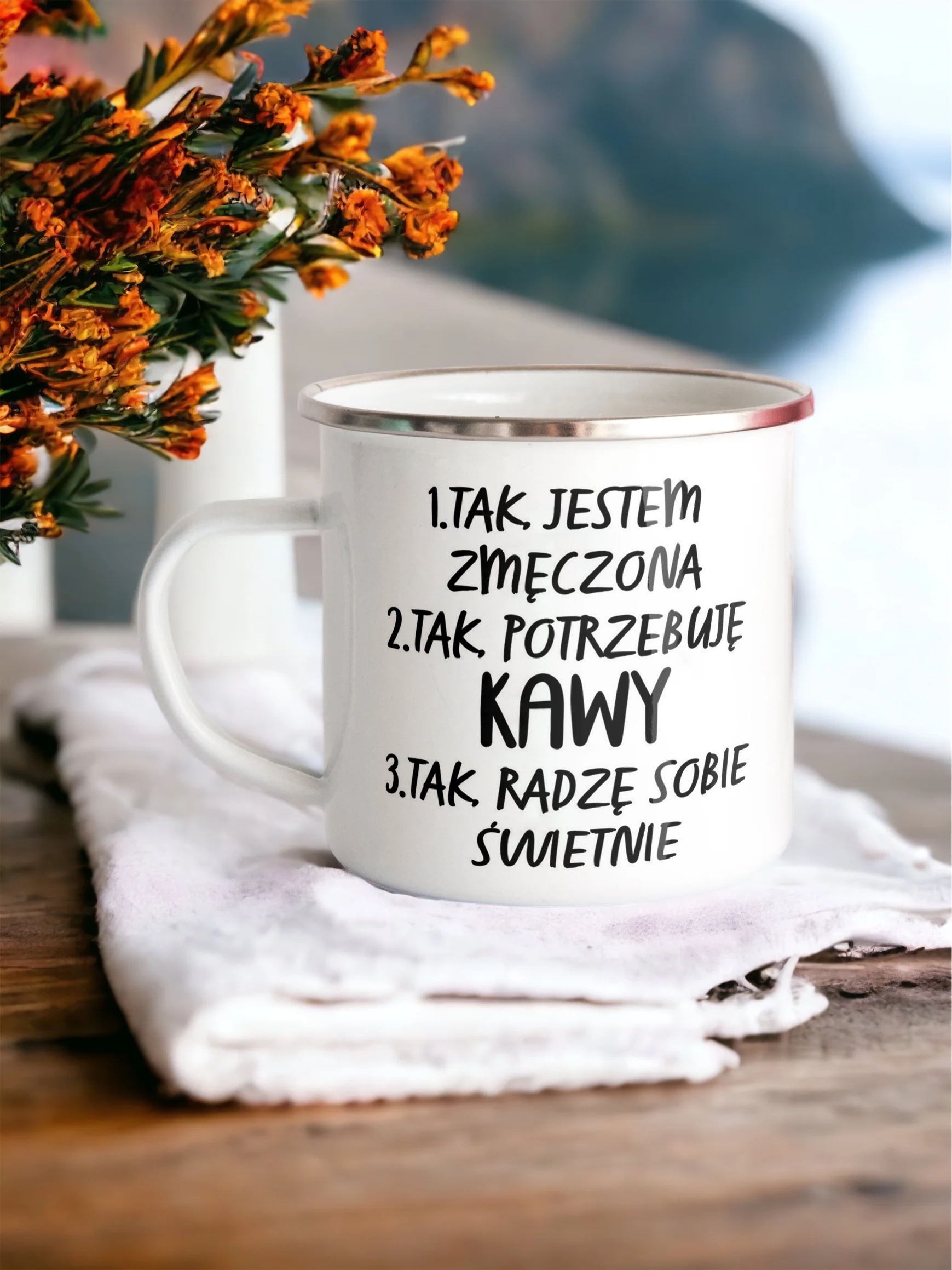 Emaliowany Kubek Garnuszek Dzień Kobiet Dla Kobiety Prezent Upominek