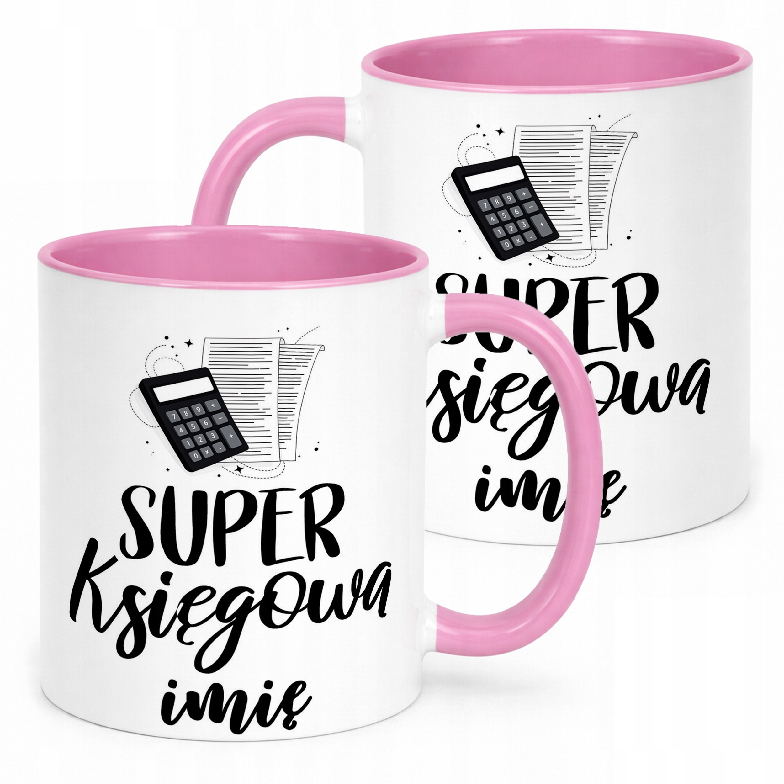 Kubek Różowy Personalizowany Super Księgowa Dla Księgowej Prezent