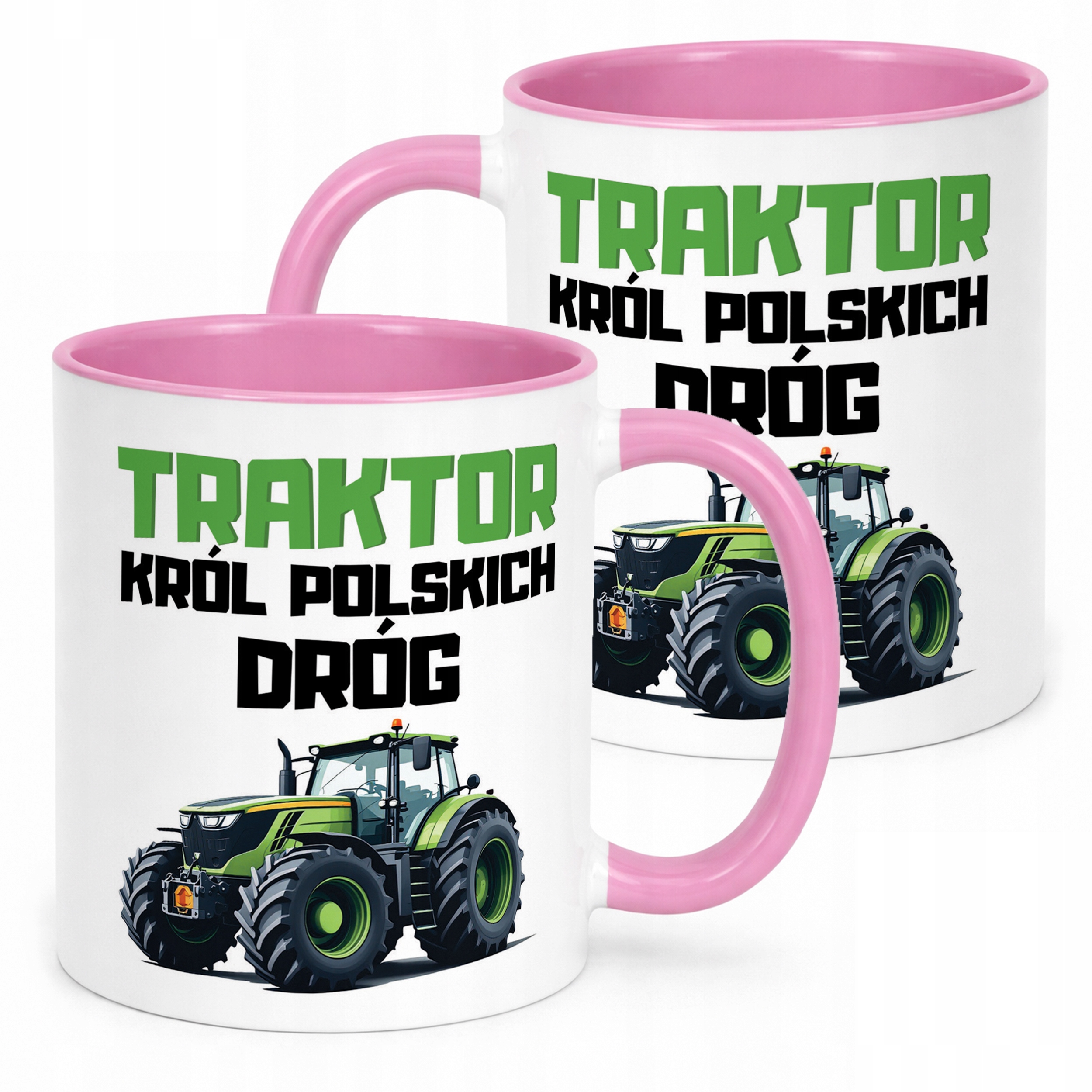 Kubek Różowy Rolnik Dla Rolnika Traktor Zabawny Prezent Upominek