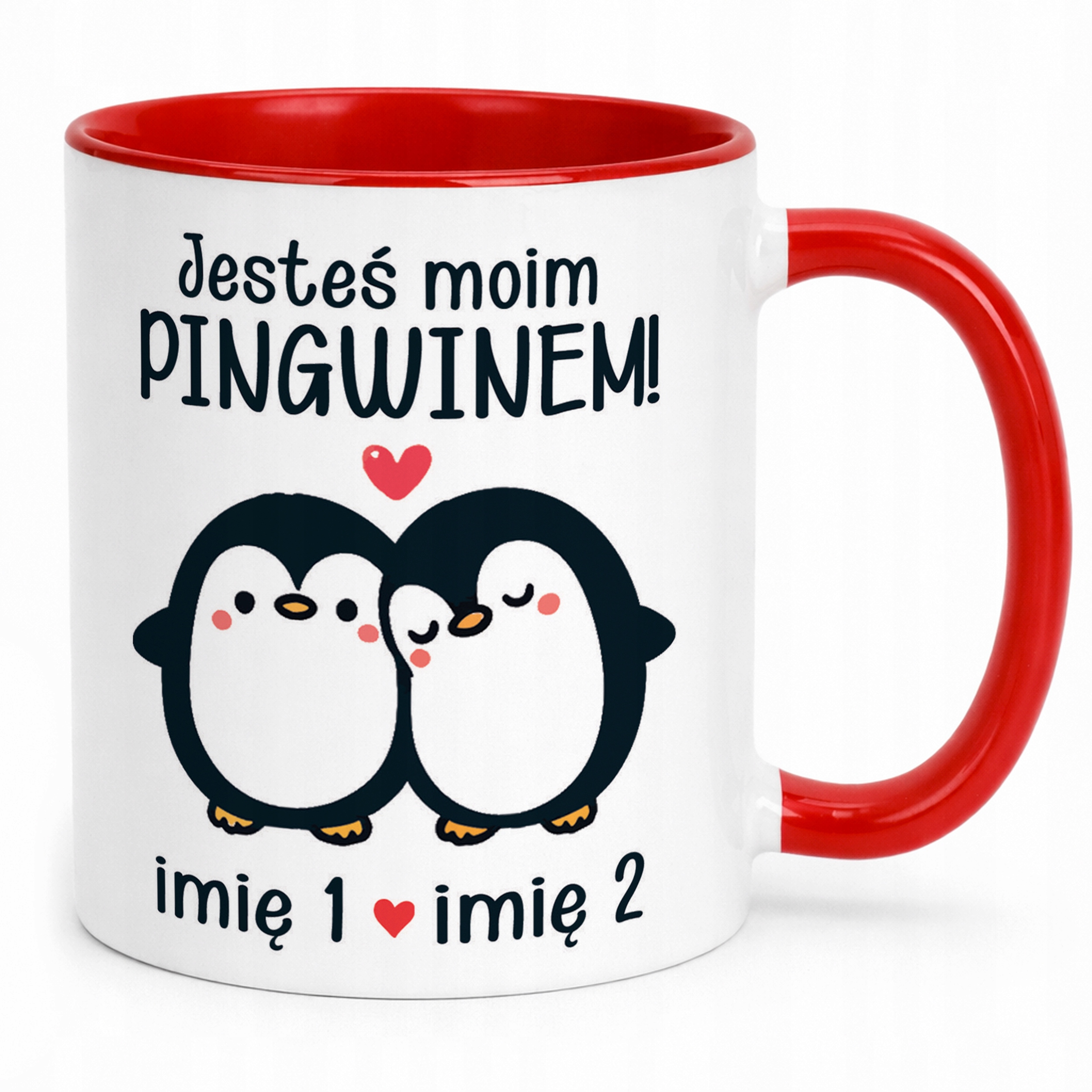Kubek Czerwony Z Własnym Zdjęciem Imionami Serce Walentynki Prezent