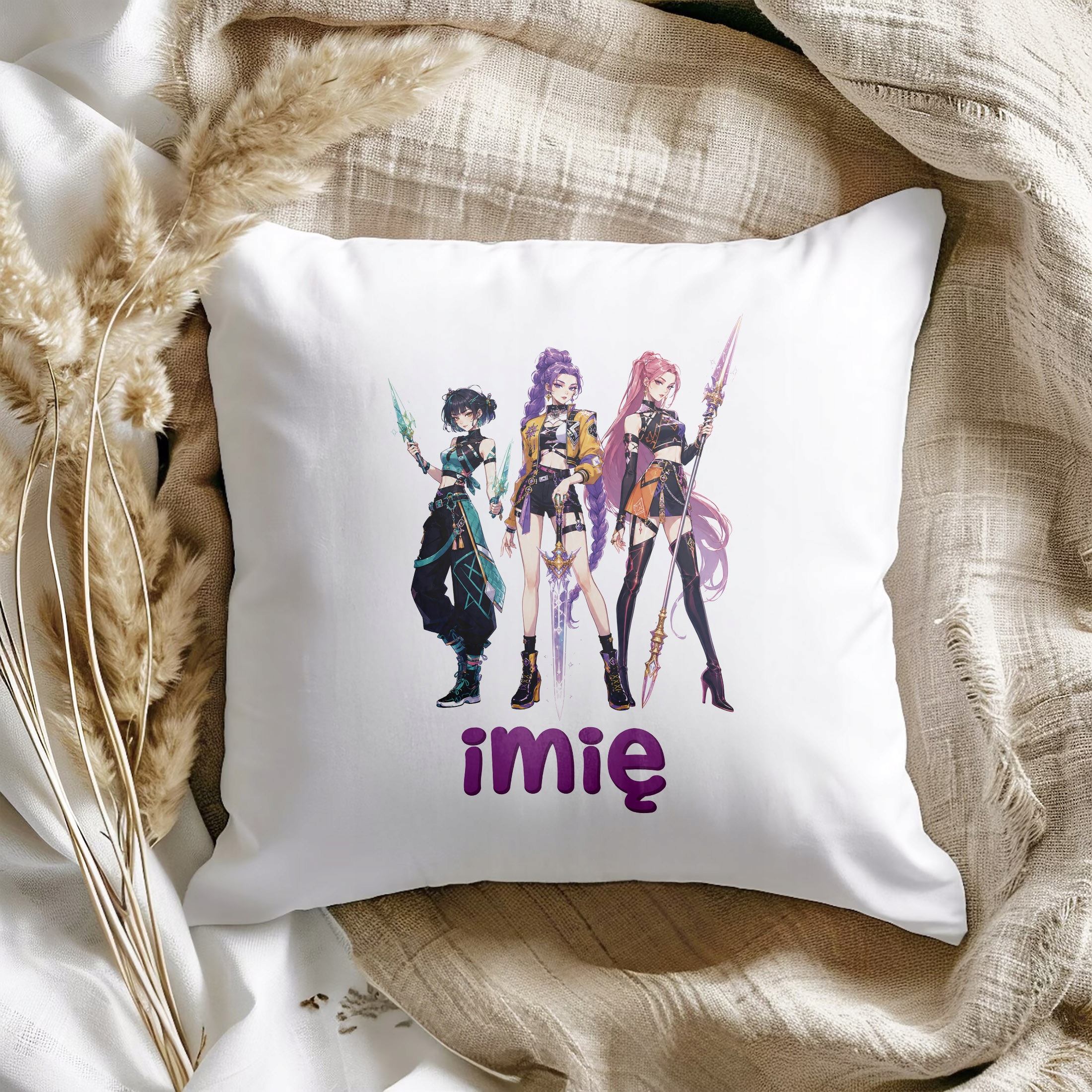 Zestaw Personalizowany Kubek Czerwony Poduszka Łowczynie Kpop Prezent