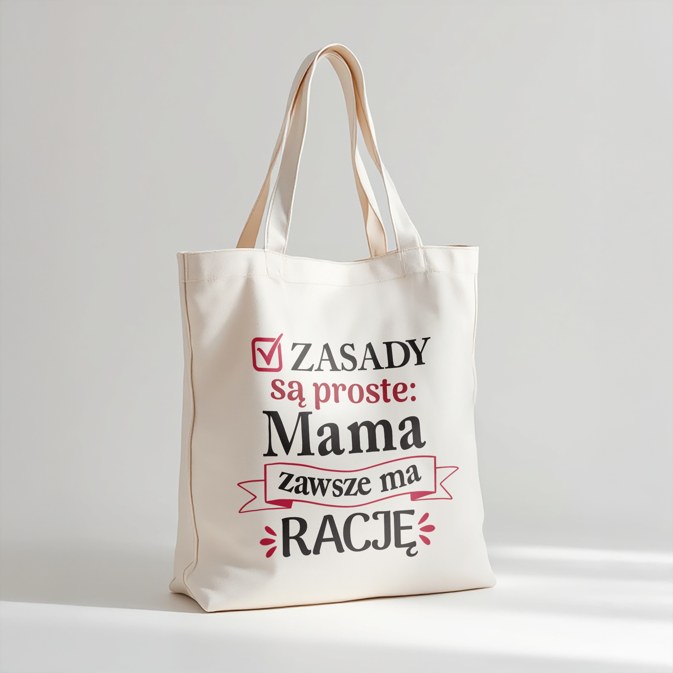 Torba bawełniana premium na zakupy Dzień Matki Prezent Zasady Są Proste