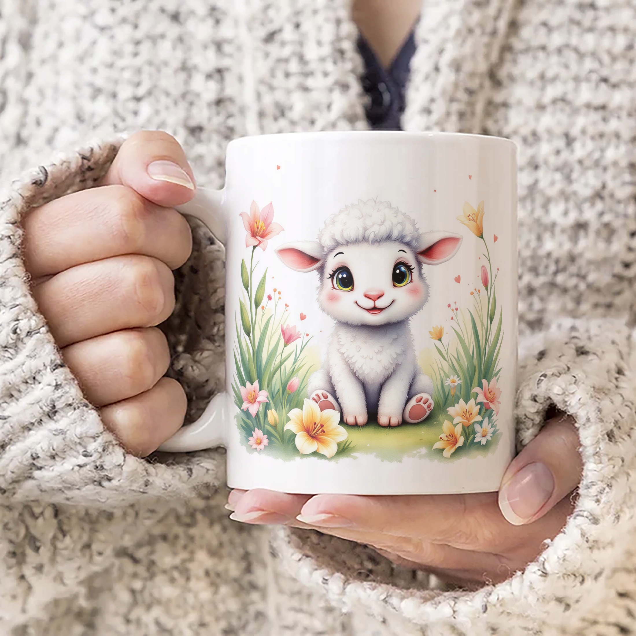 Kubek ceramiczny Wielkanocny Z okazji Świąt Wielkanocnych Baranek Wiosna