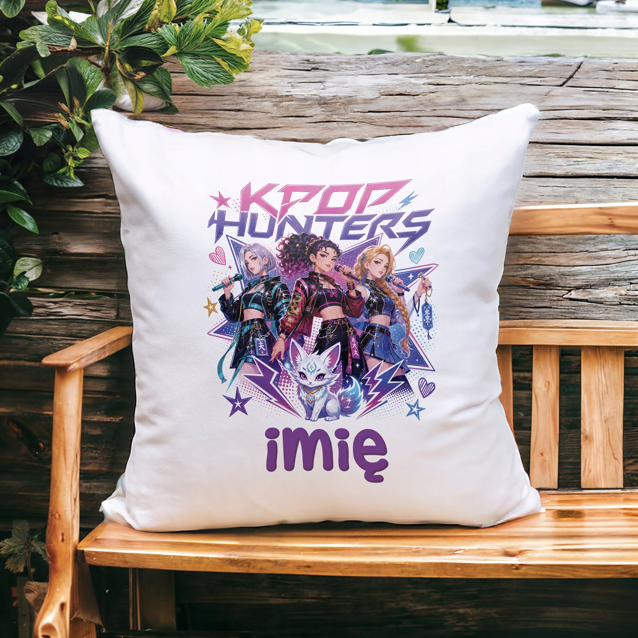 Zestaw Personalizowany Kubek Czarny Poduszka Łowczynie Kpop Prezent