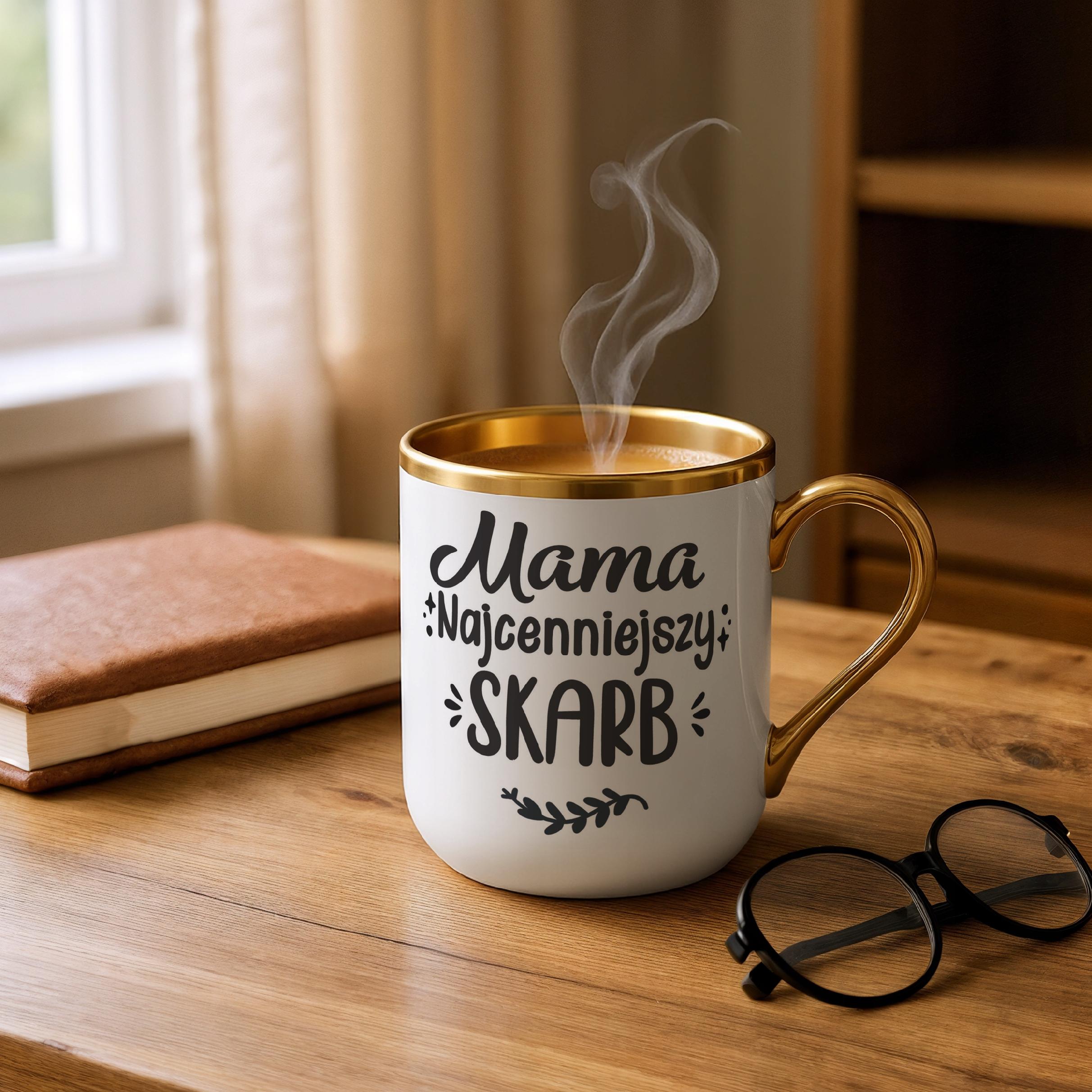 Kubek Premium Złoty Dzień Matki Dla Mamy Prezent Mama Najcenniejszy Skarb