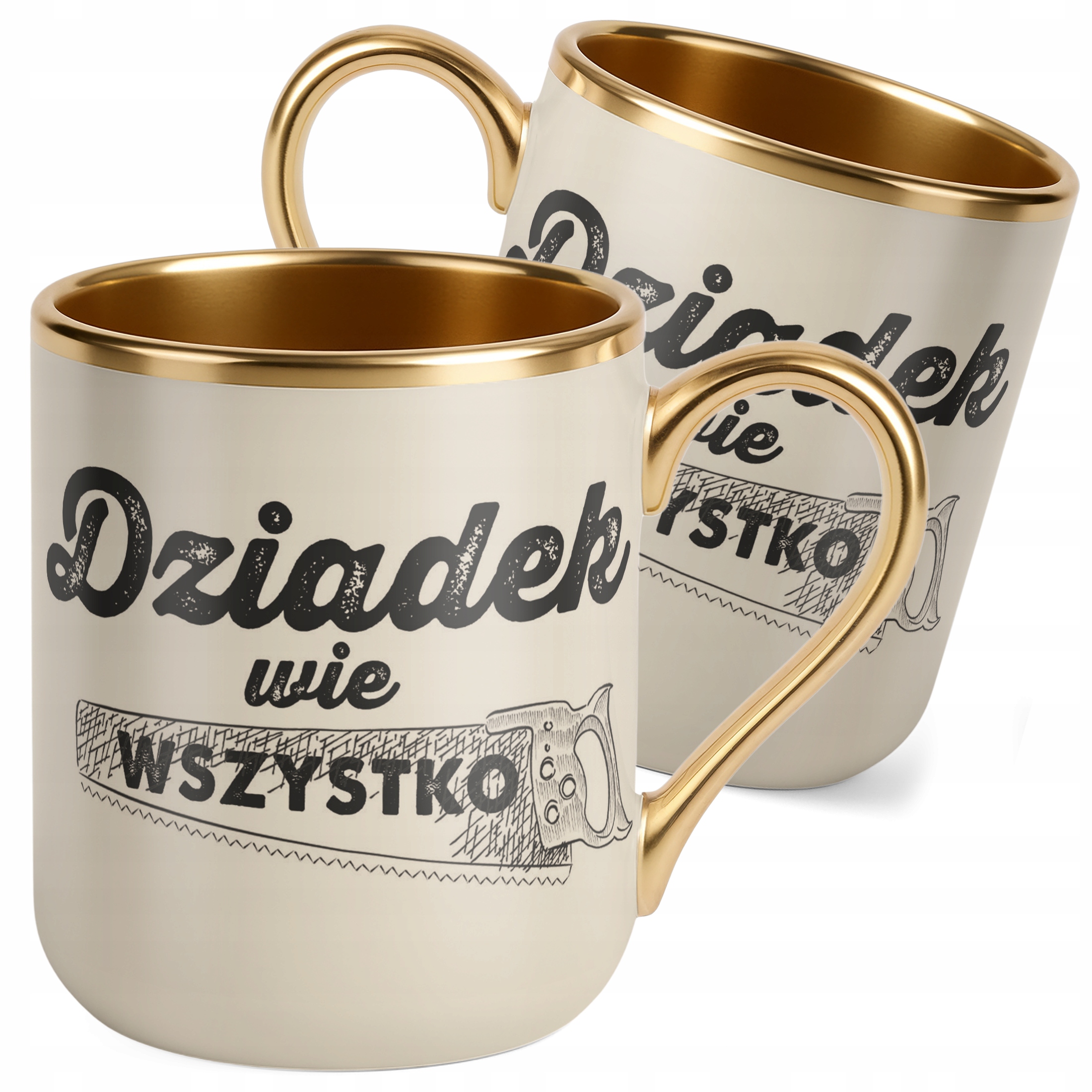 Kubek Premium Złoty Ecru Dzień Dziadka Dla Dziadka Prezent Upominek