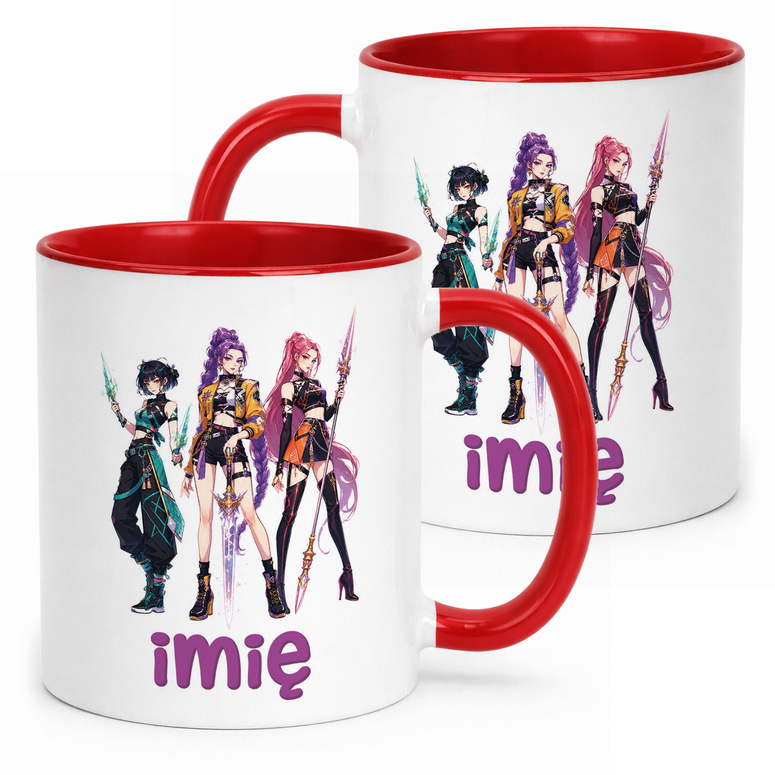 Kubek Czerwony z nadrukiem personalizowany ŁOWCZYNIE KPOP Prezent