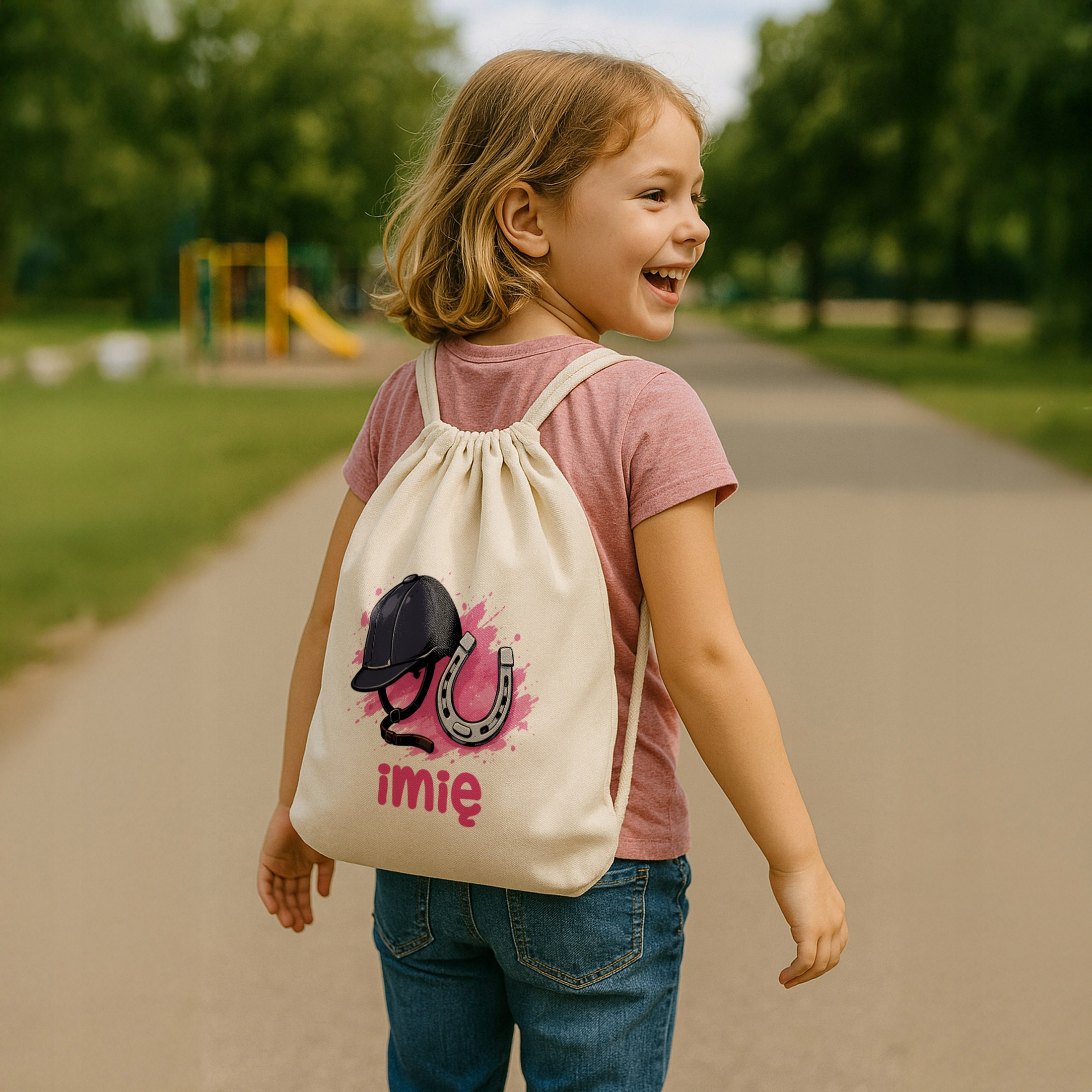 Zestaw Personalizowany Plecak Worek Kubek Czerwony Koń Prezent