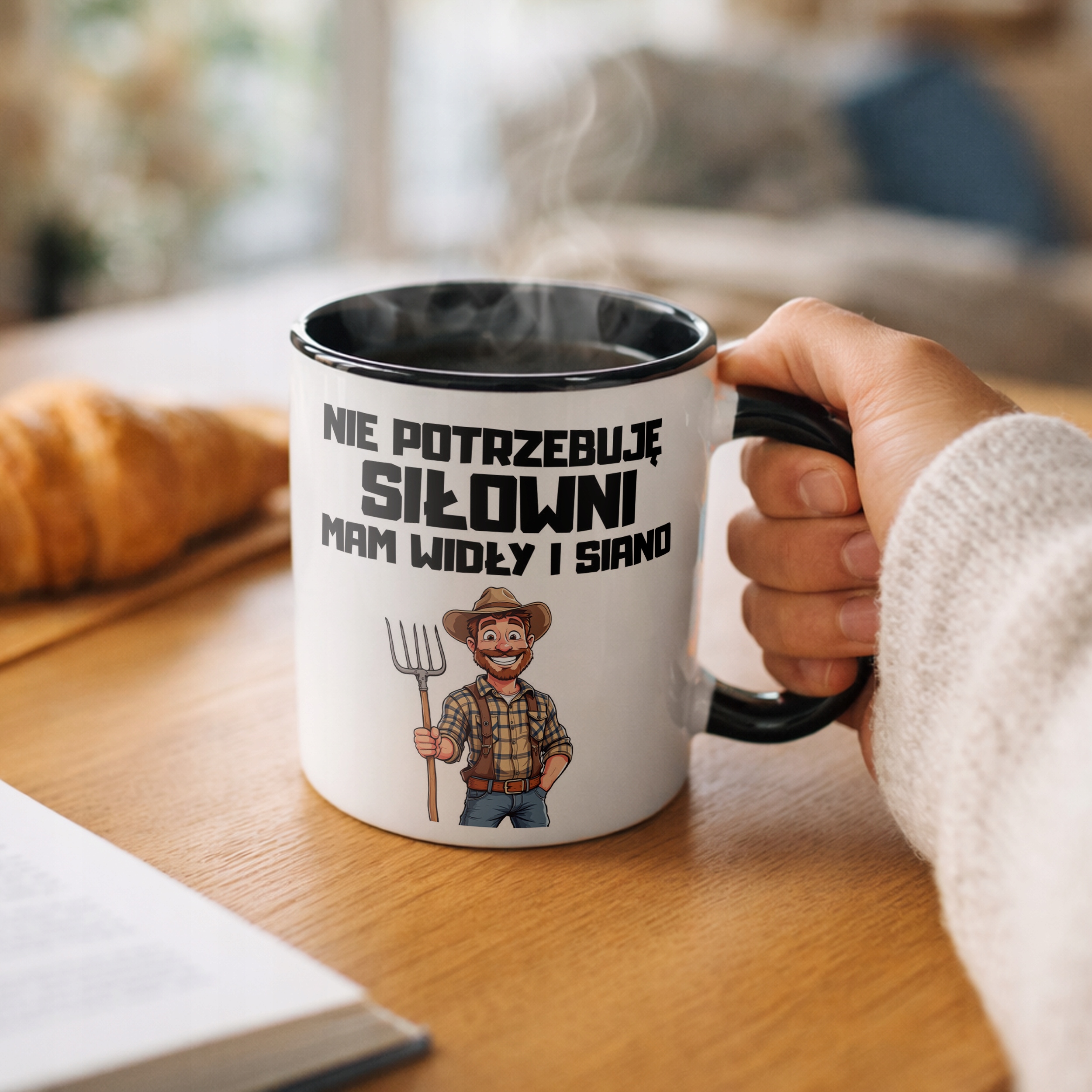 Kubek Czarny Rolnik Dla Rolnika Traktor Zabawny Prezent Upominek