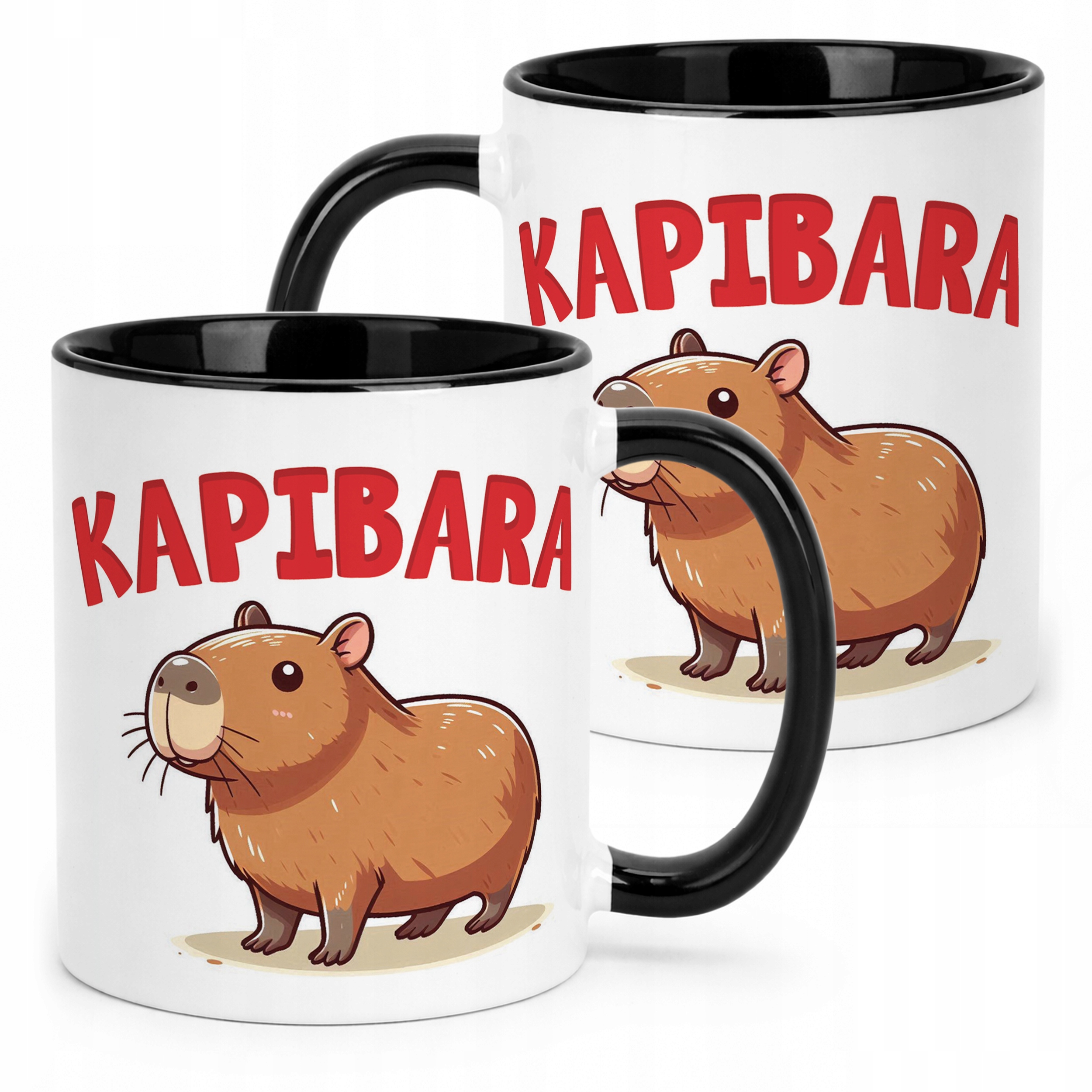 Kubek Czarny Kapibara Capybara Zwierzak Słodki Dla Dzieci Prezent